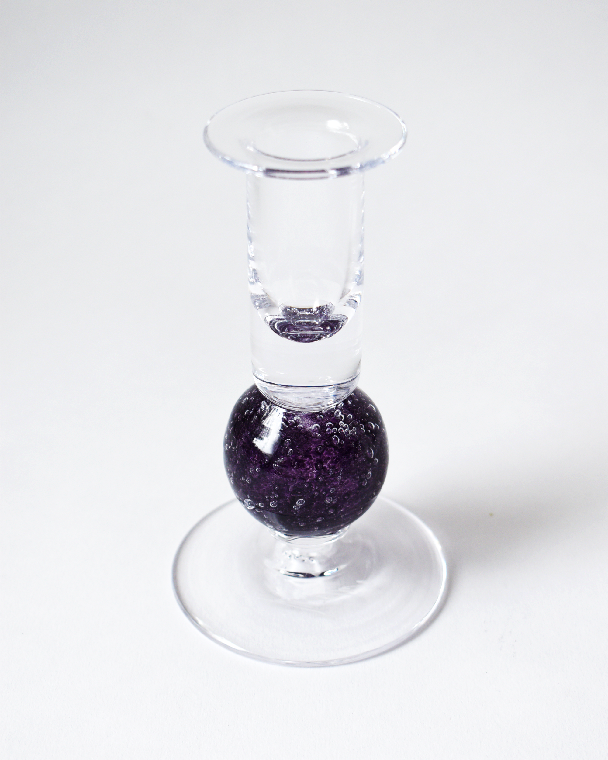 Deep Purple Blown Glass 'Stellar' Candlestick