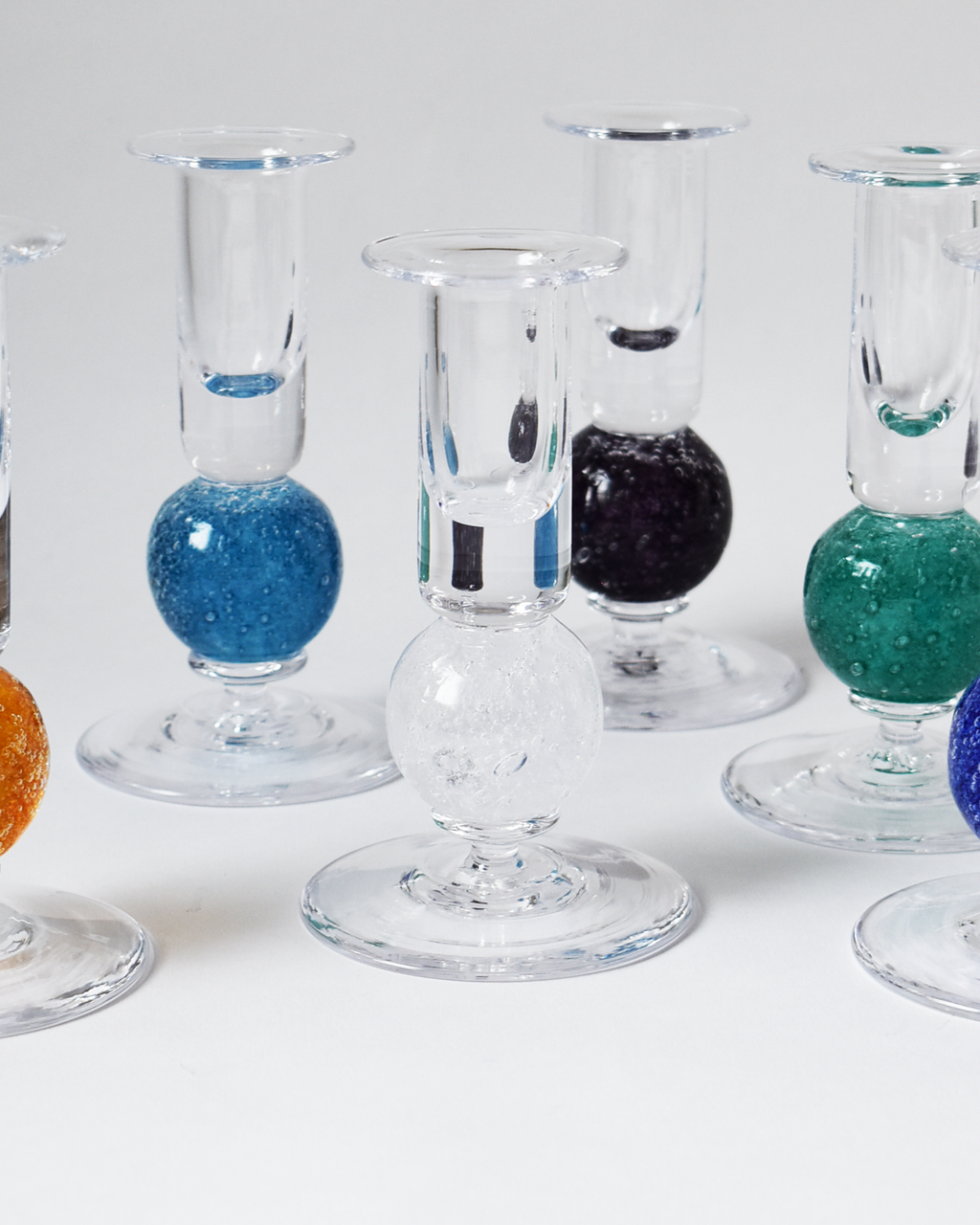 Crystal Clear Blown Glass 'Stellar' Candlestick