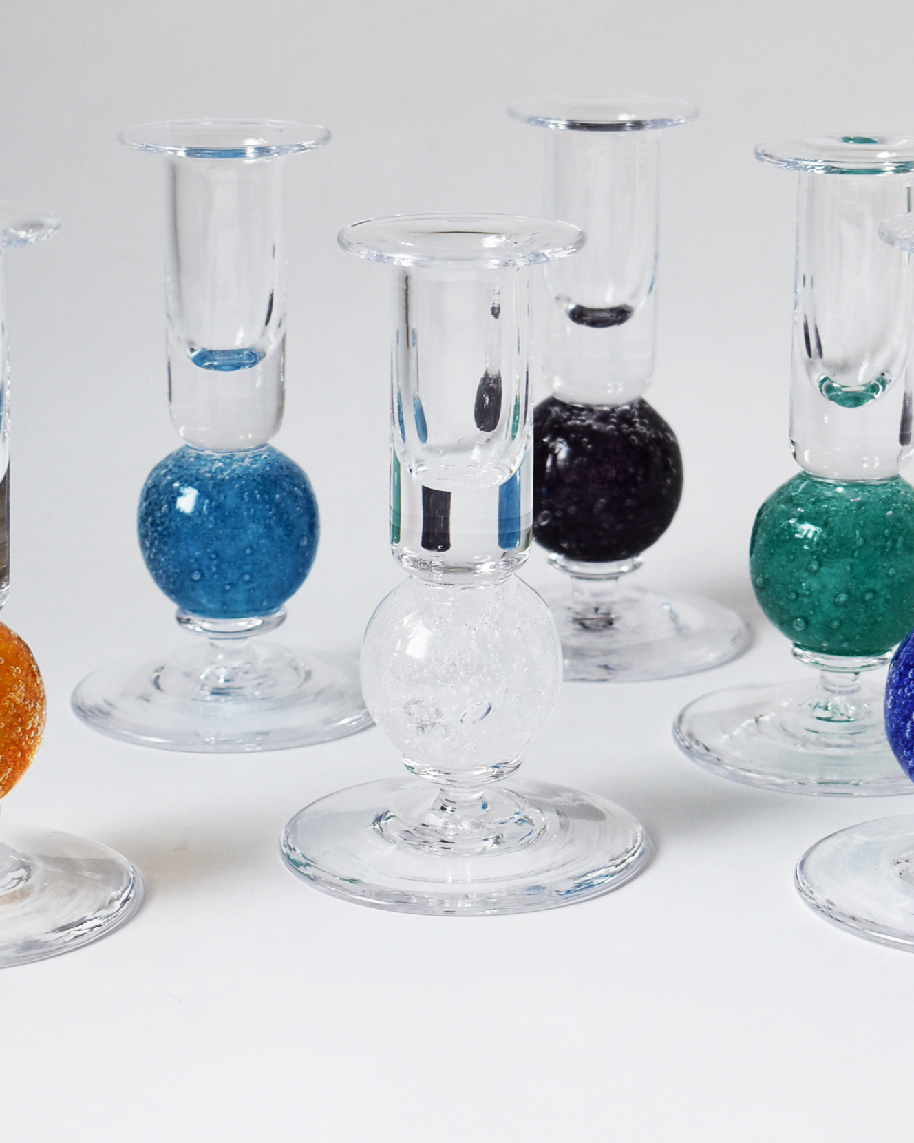 Crystal Clear Blown Glass 'Stellar' Candlestick