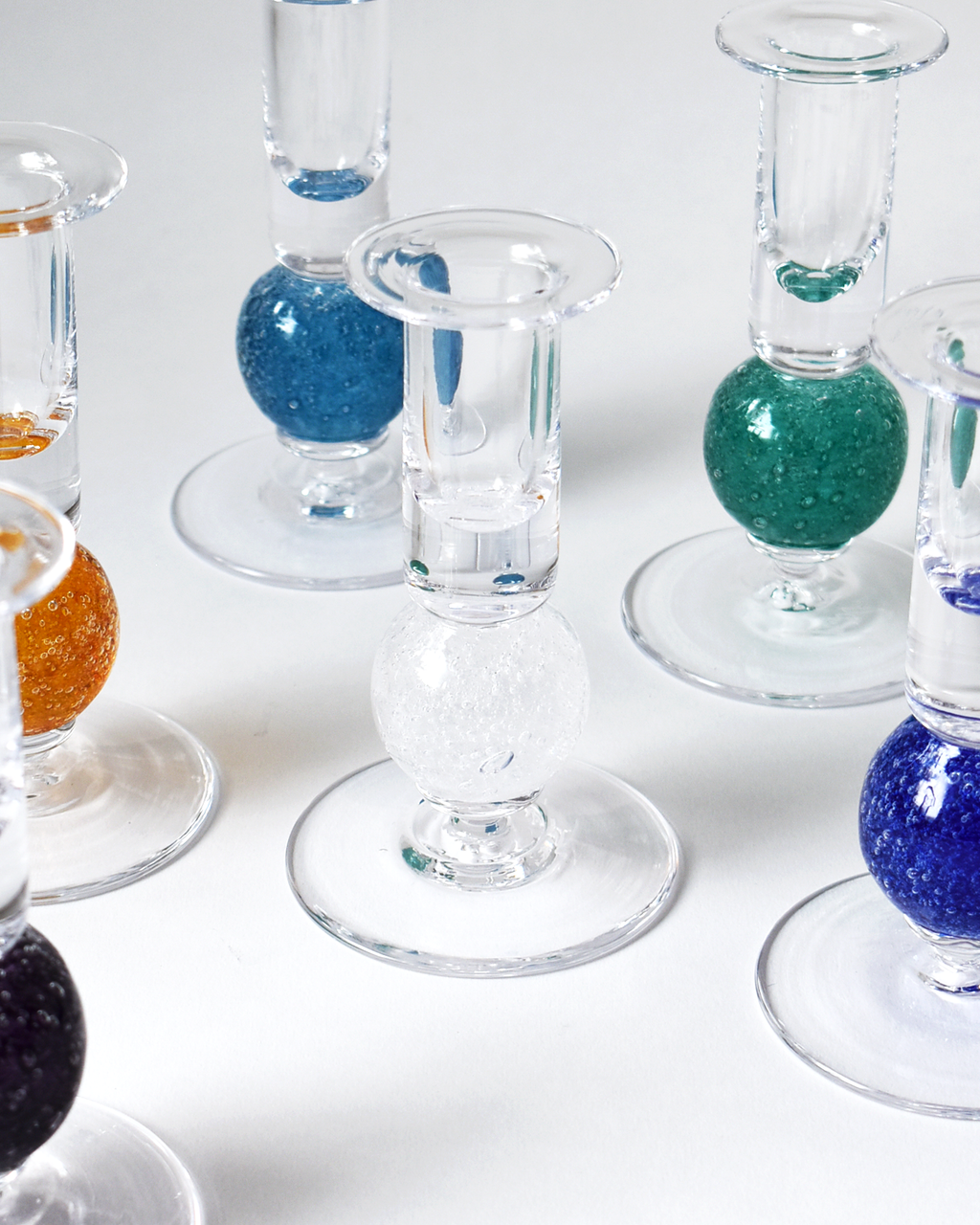 Crystal Clear Blown Glass 'Stellar' Candlestick