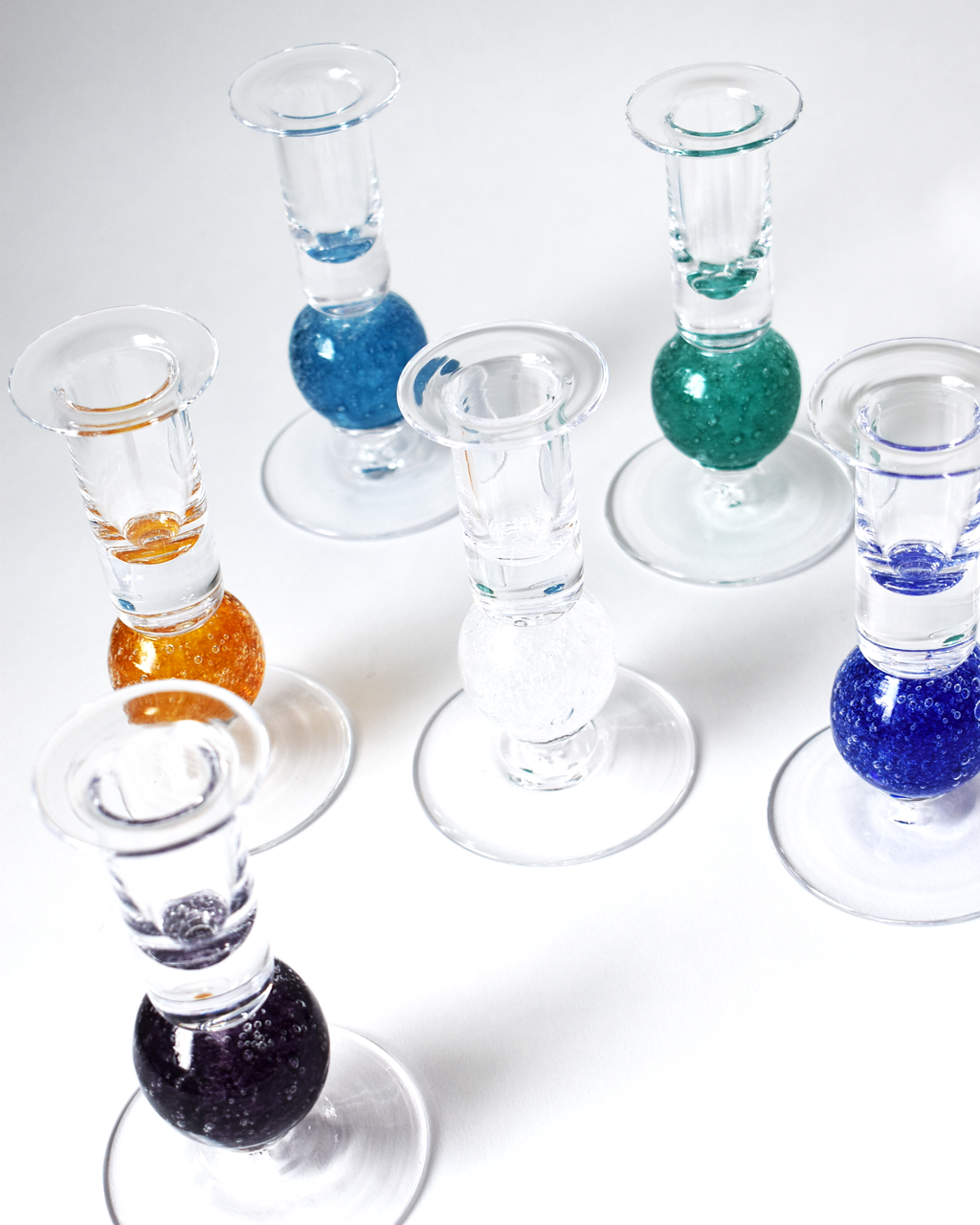 Crystal Clear Blown Glass 'Stellar' Candlestick