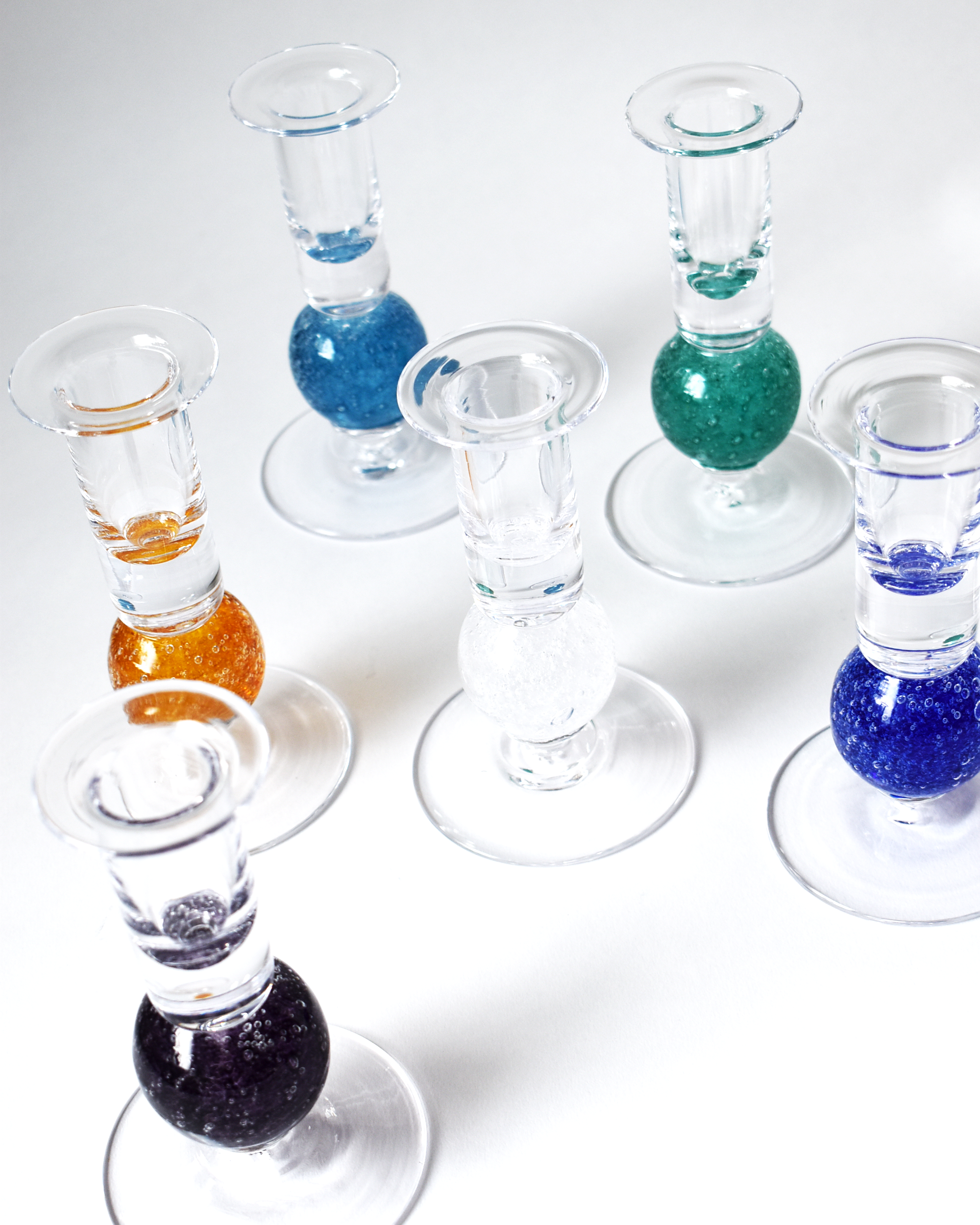 Crystal Clear Blown Glass 'Stellar' Candlestick