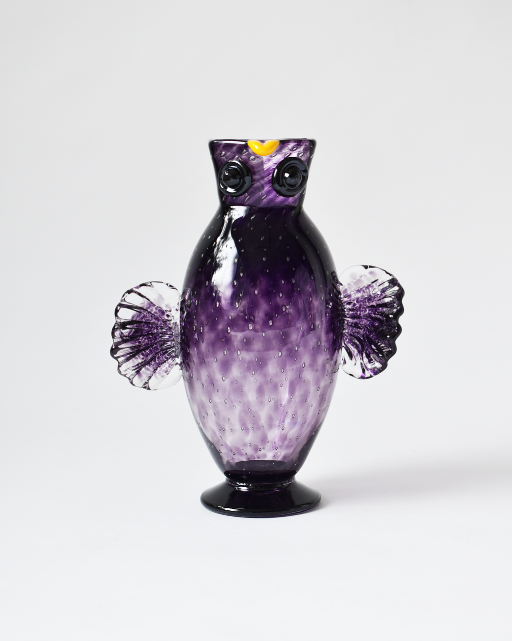 Rich Purple Blown Glass 'Owl Jug'