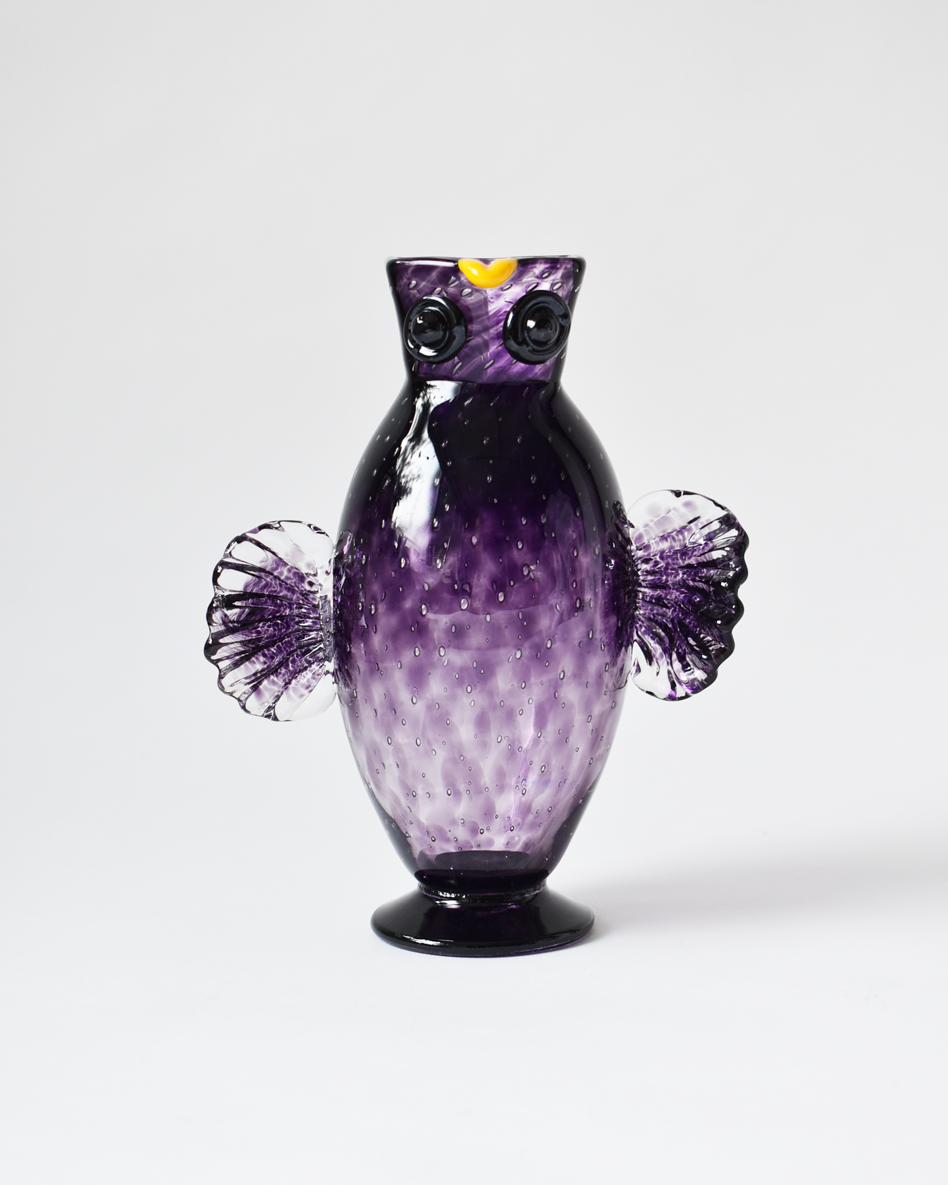 Rich Purple Blown Glass 'Owl Jug'