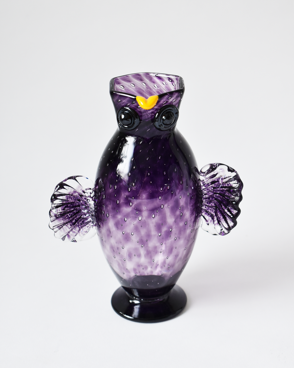 Rich Purple Blown Glass 'Owl Jug'