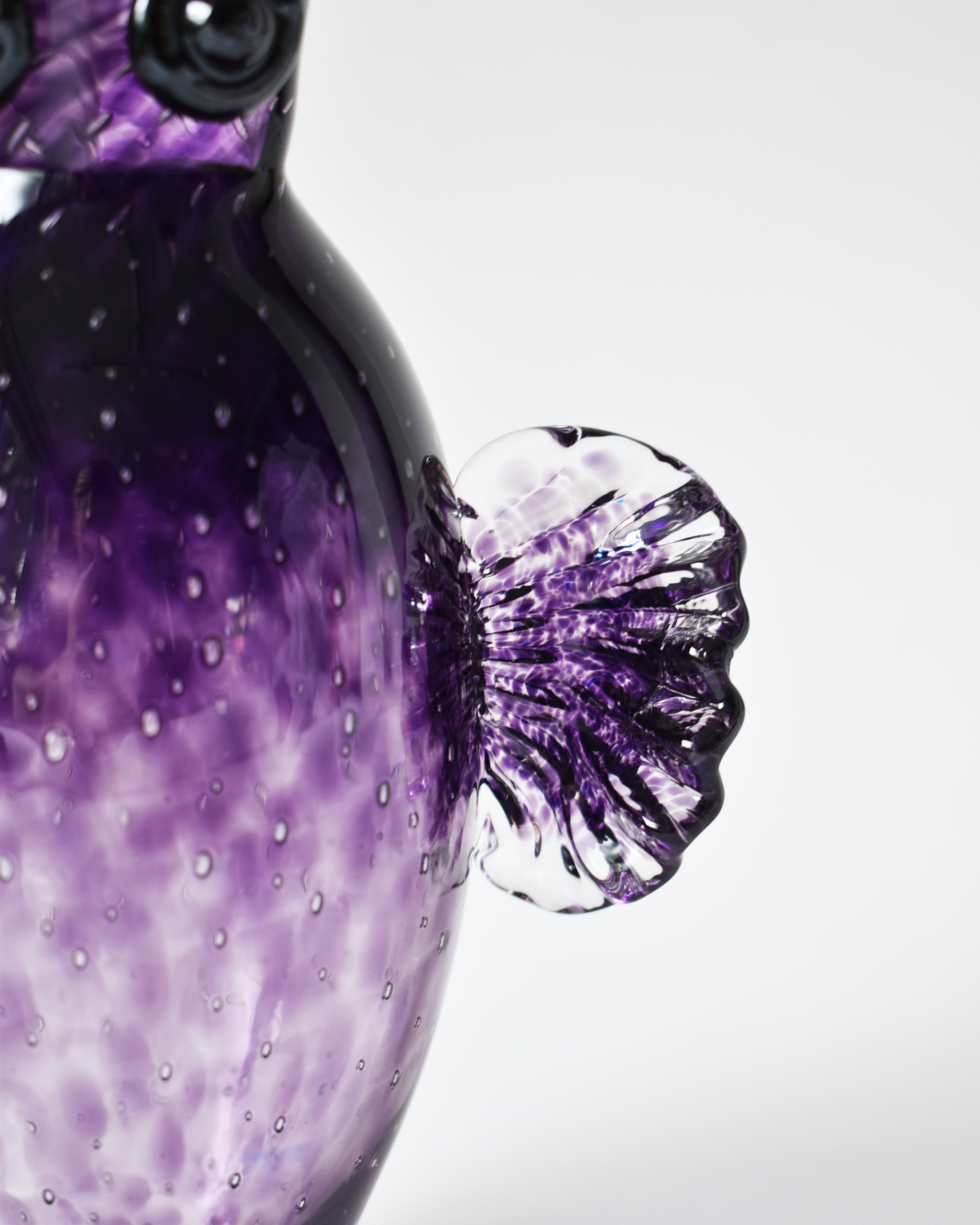 Rich Purple Blown Glass 'Owl Jug'
