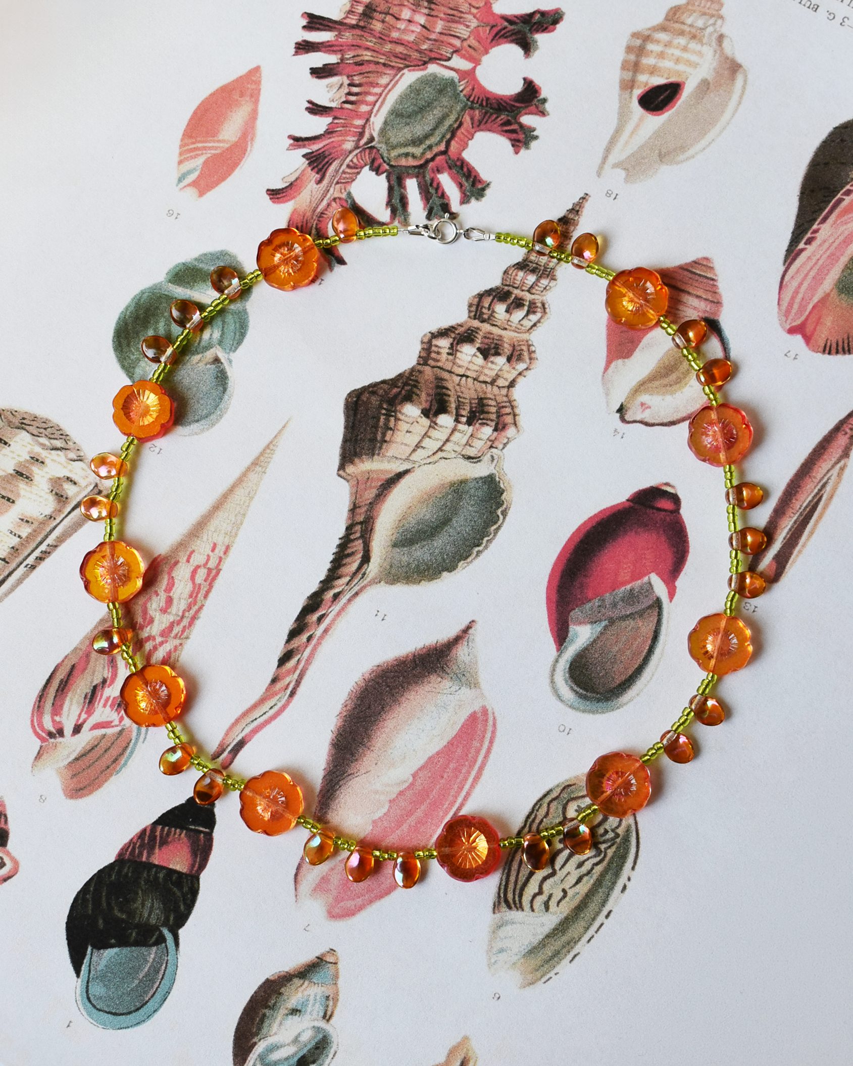 'Tangerine Bloom' Bead Necklace