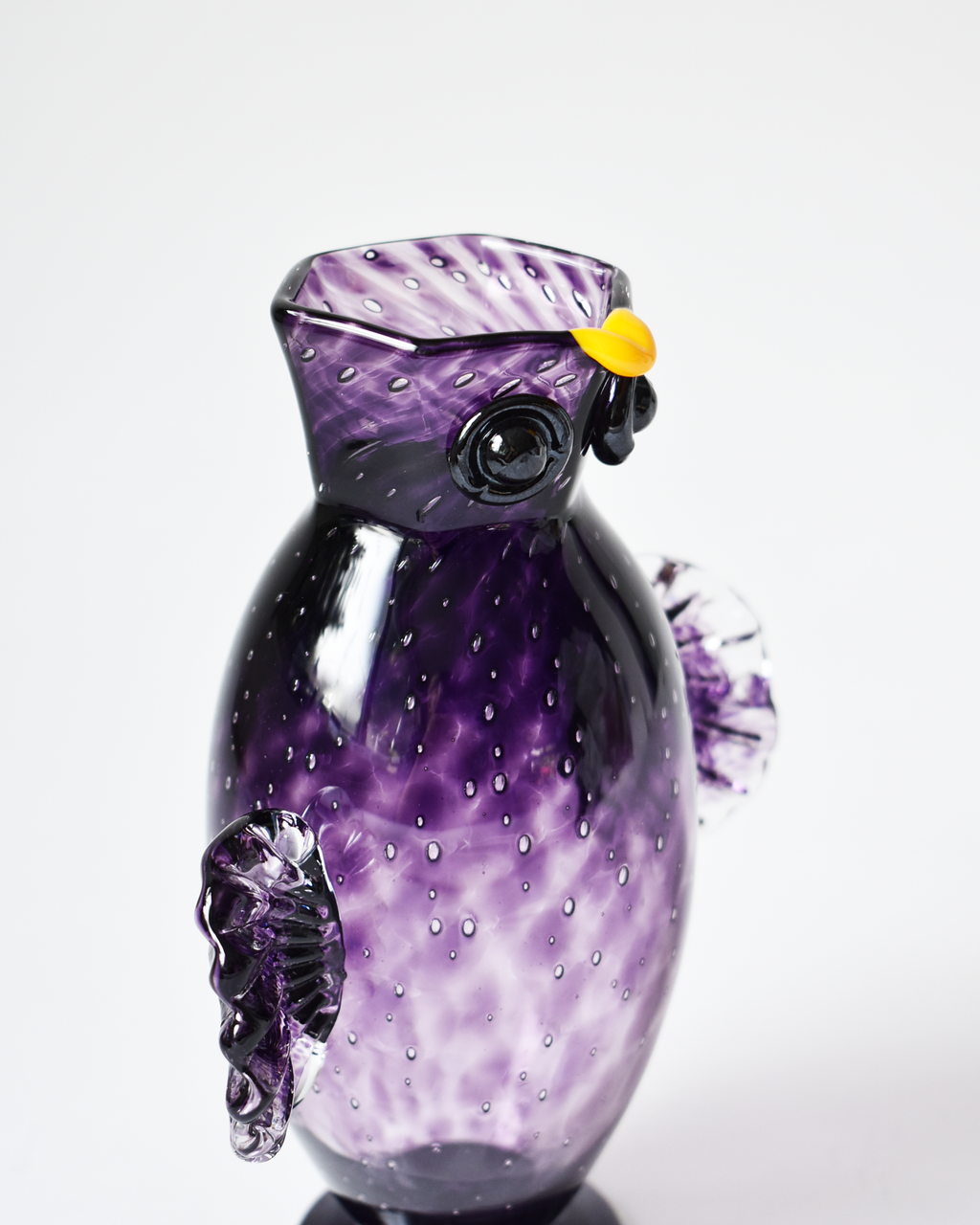 Rich Purple Blown Glass 'Owl Jug'