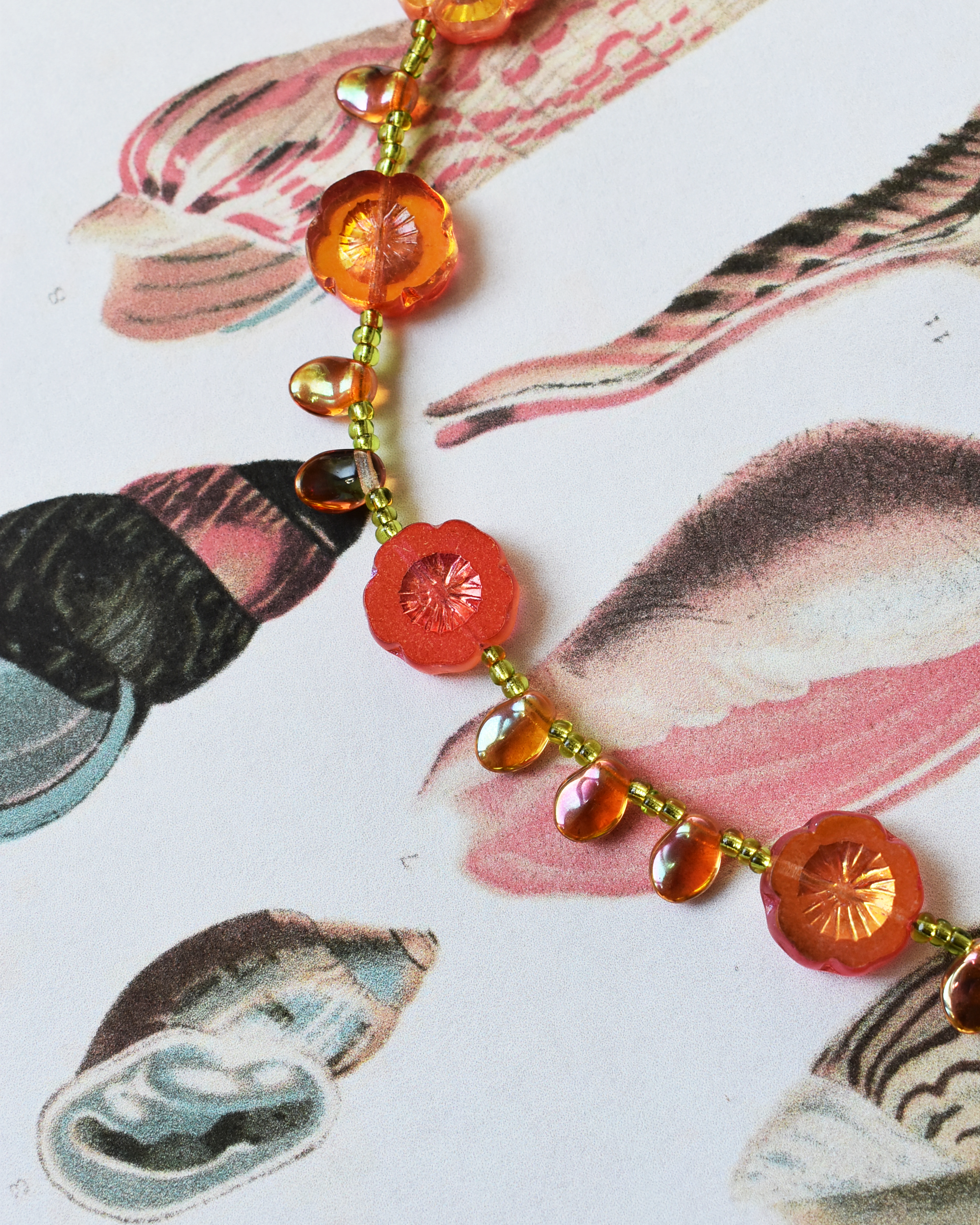 'Tangerine Bloom' Bead Necklace