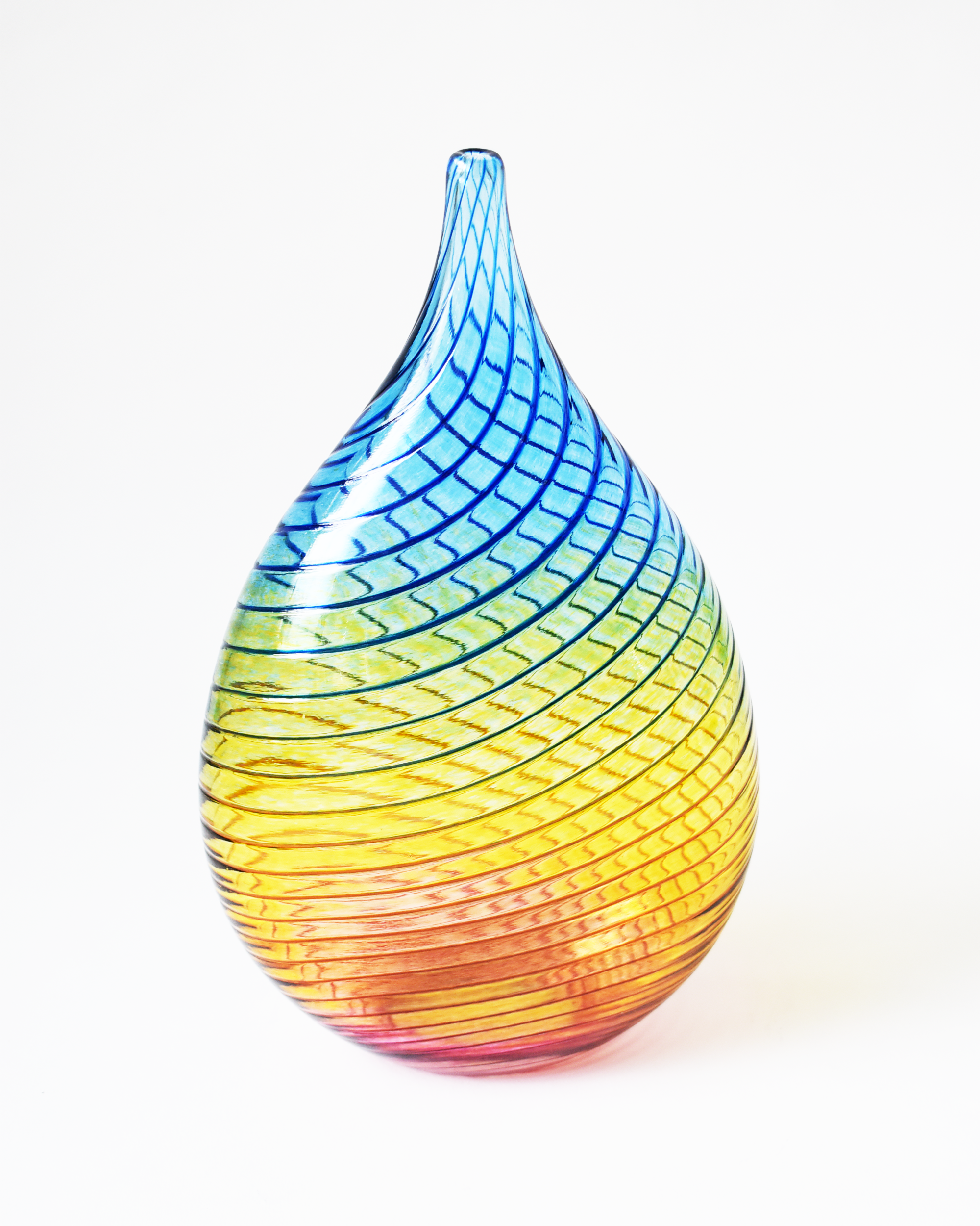 Large Oval 'Carousel' Rainbow Blown Glass Vase