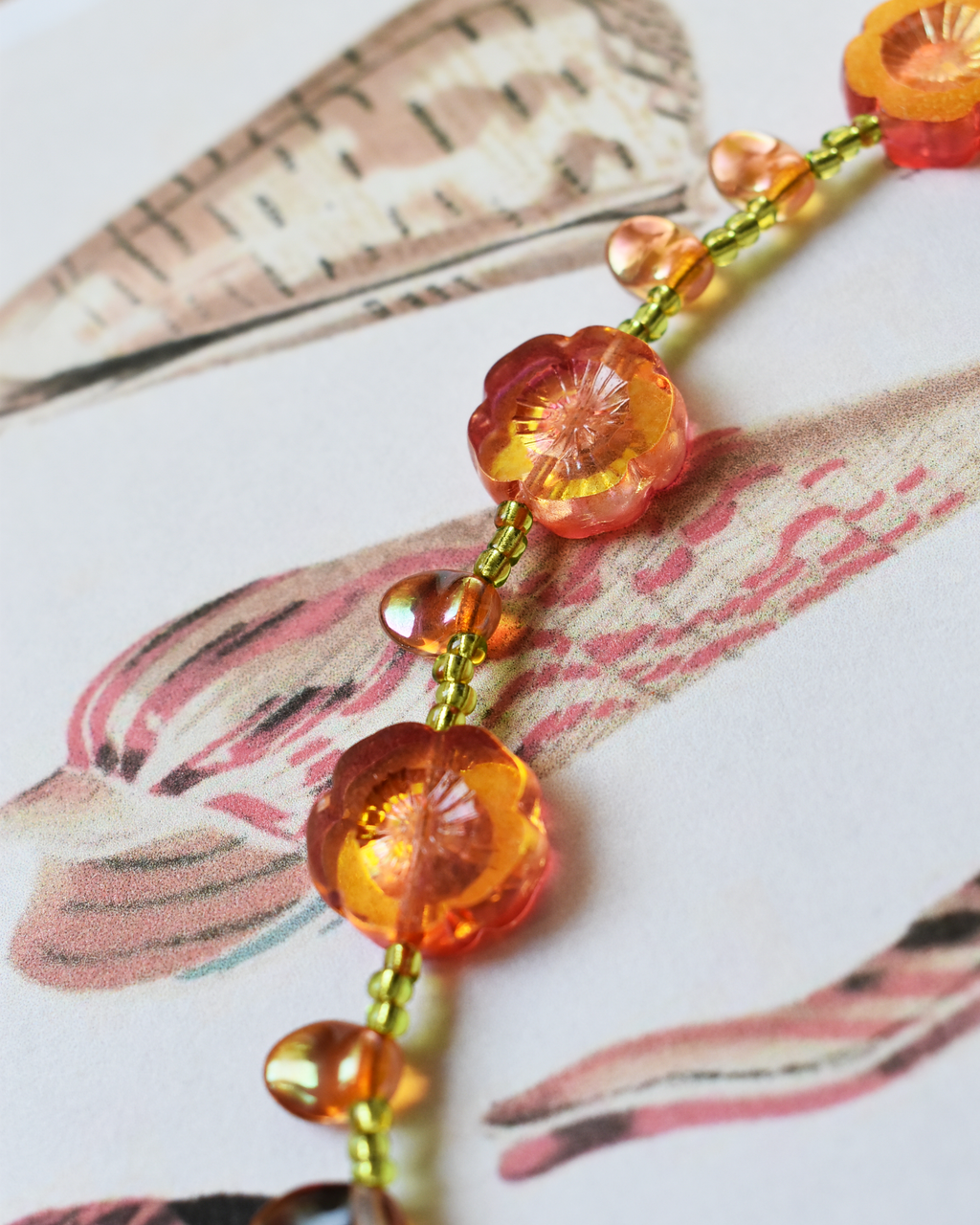 'Tangerine Bloom' Bead Necklace