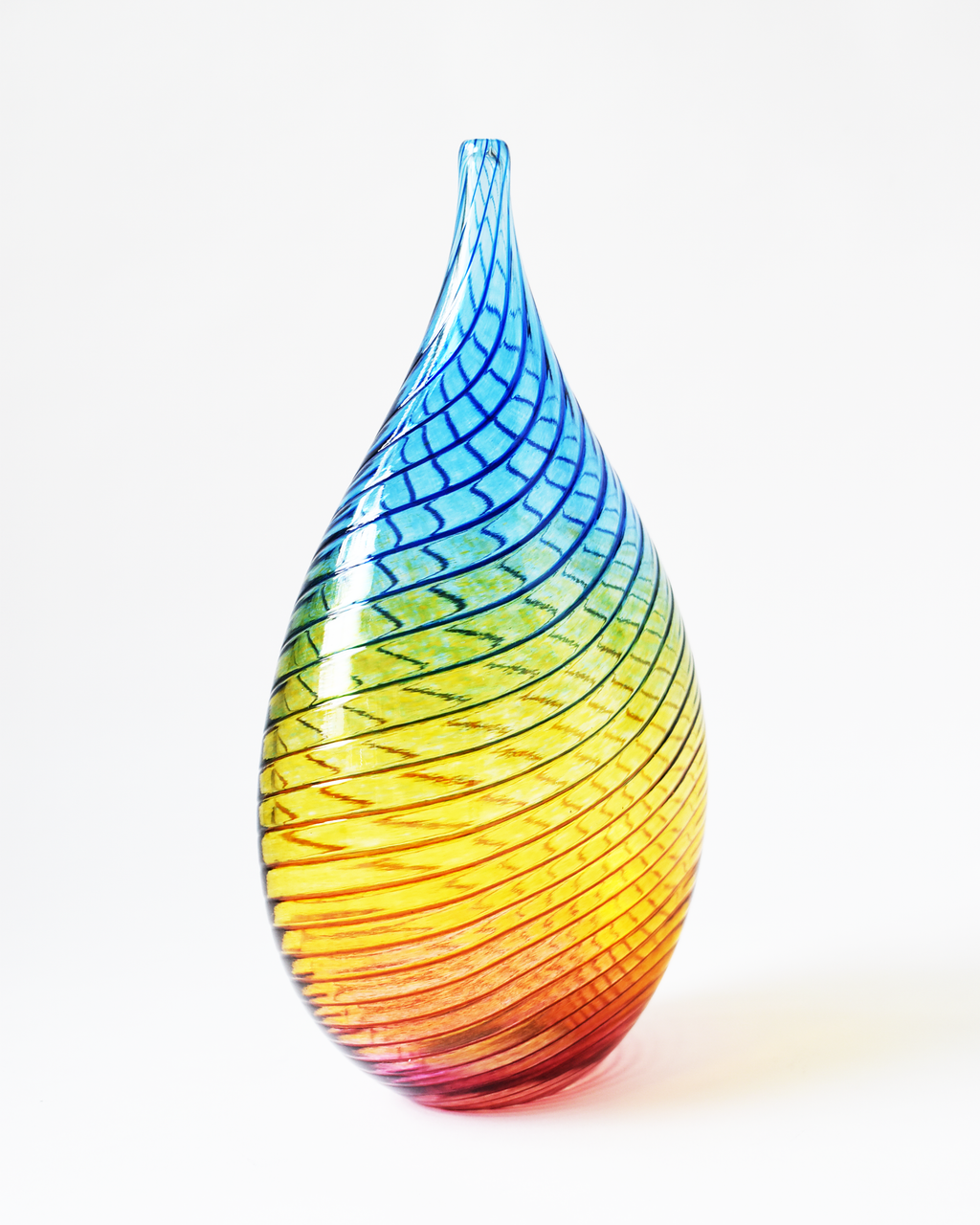 Large Oval 'Carousel' Rainbow Blown Glass Vase