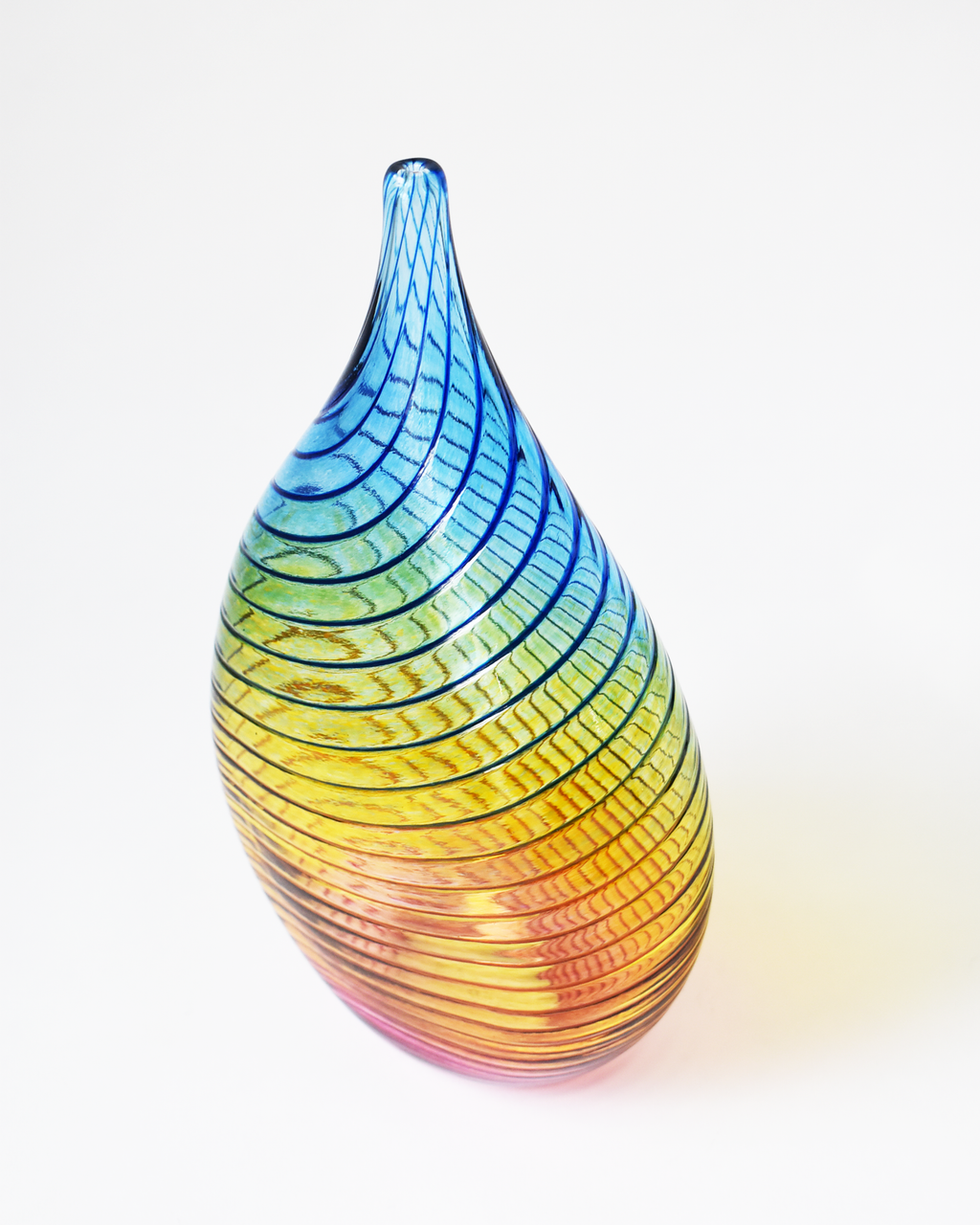 Large Oval 'Carousel' Rainbow Blown Glass Vase