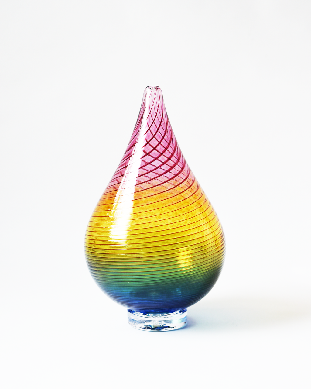 Small Round 'Carousel' Rainbow Blown Glass Vase