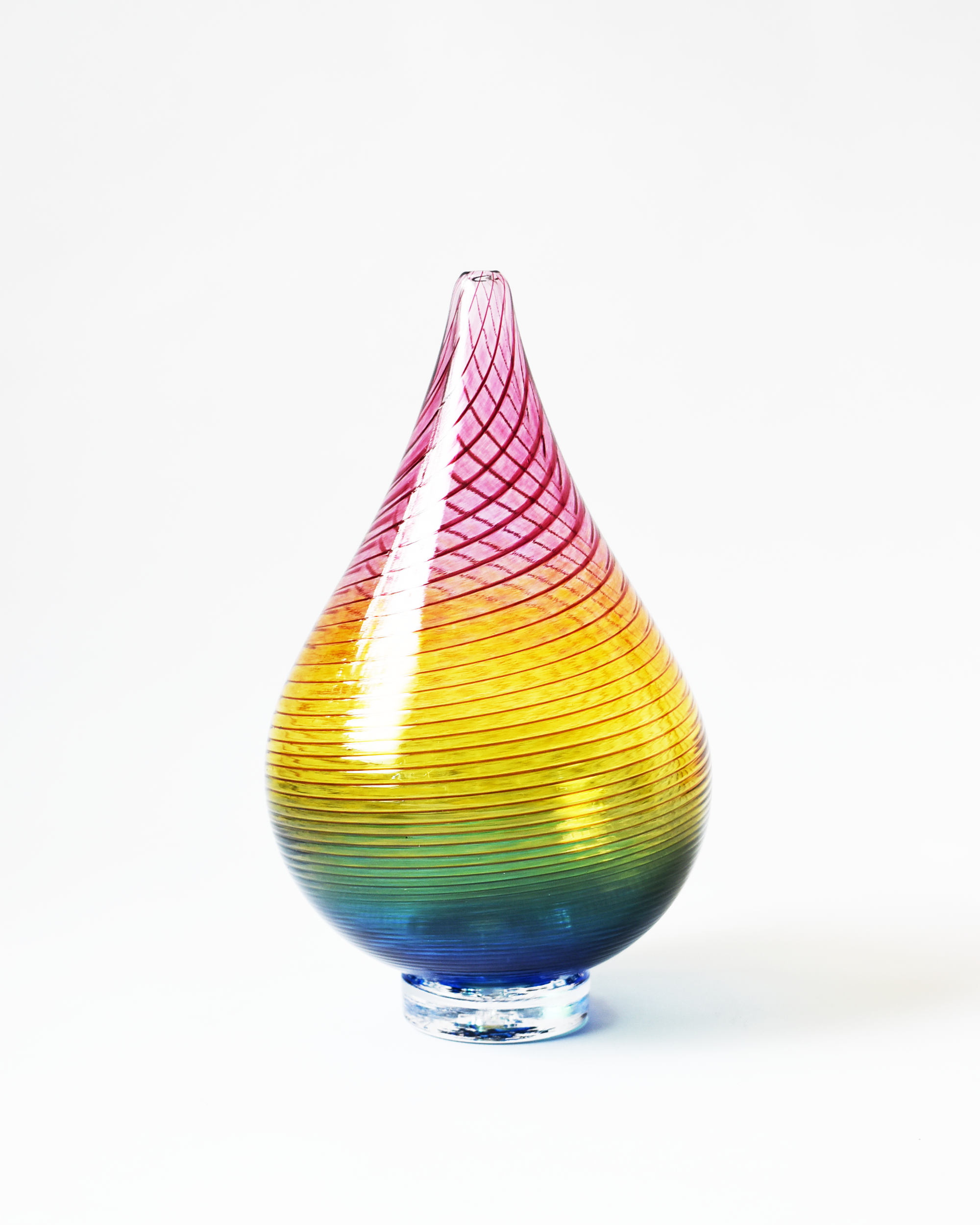 Small Round 'Carousel' Rainbow Blown Glass Vase