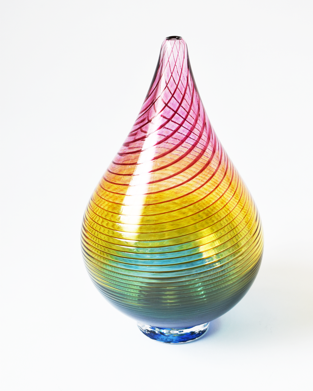 Small Round 'Carousel' Rainbow Blown Glass Vase