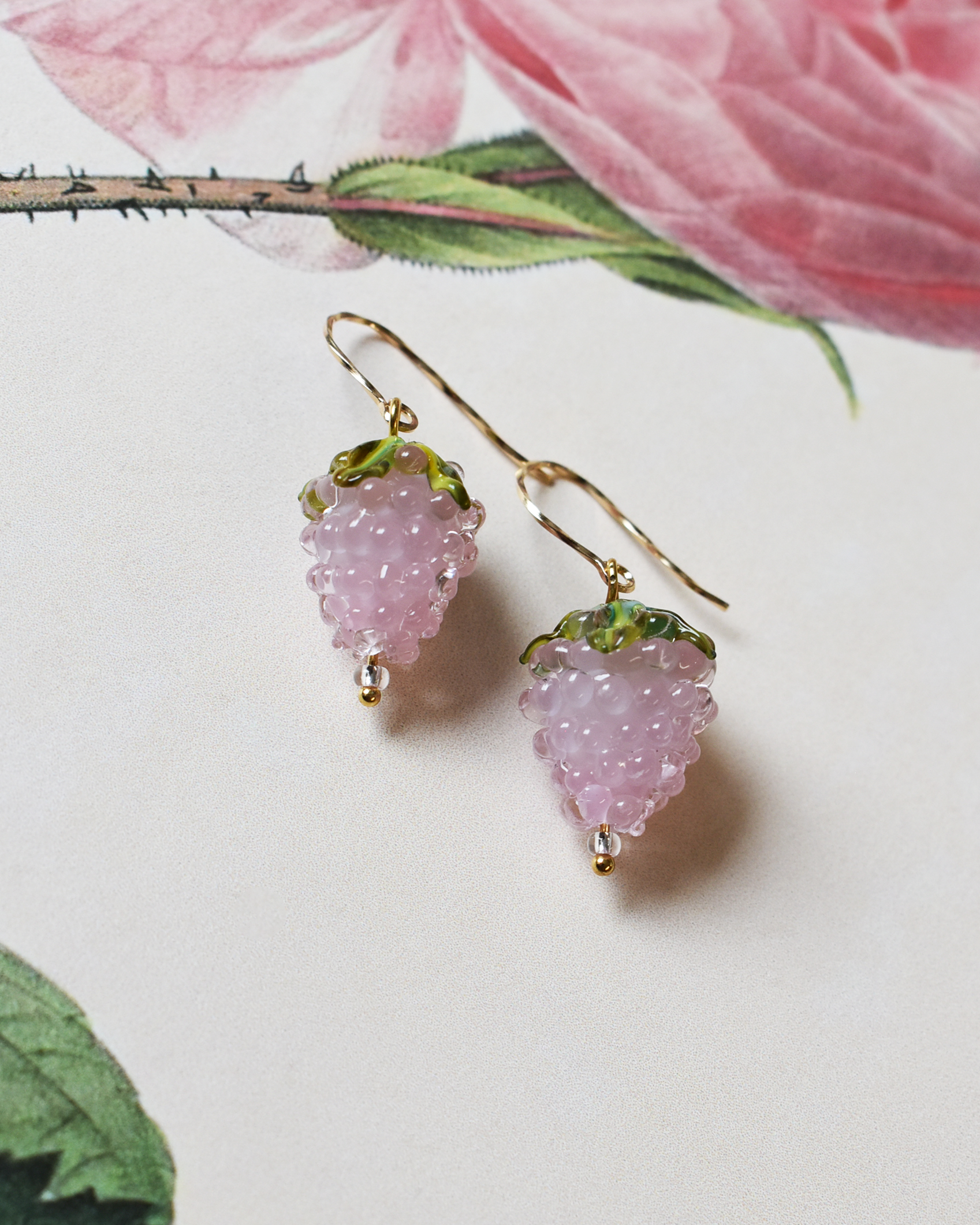 'Pink Raspberries' Elegant Drop Earrings