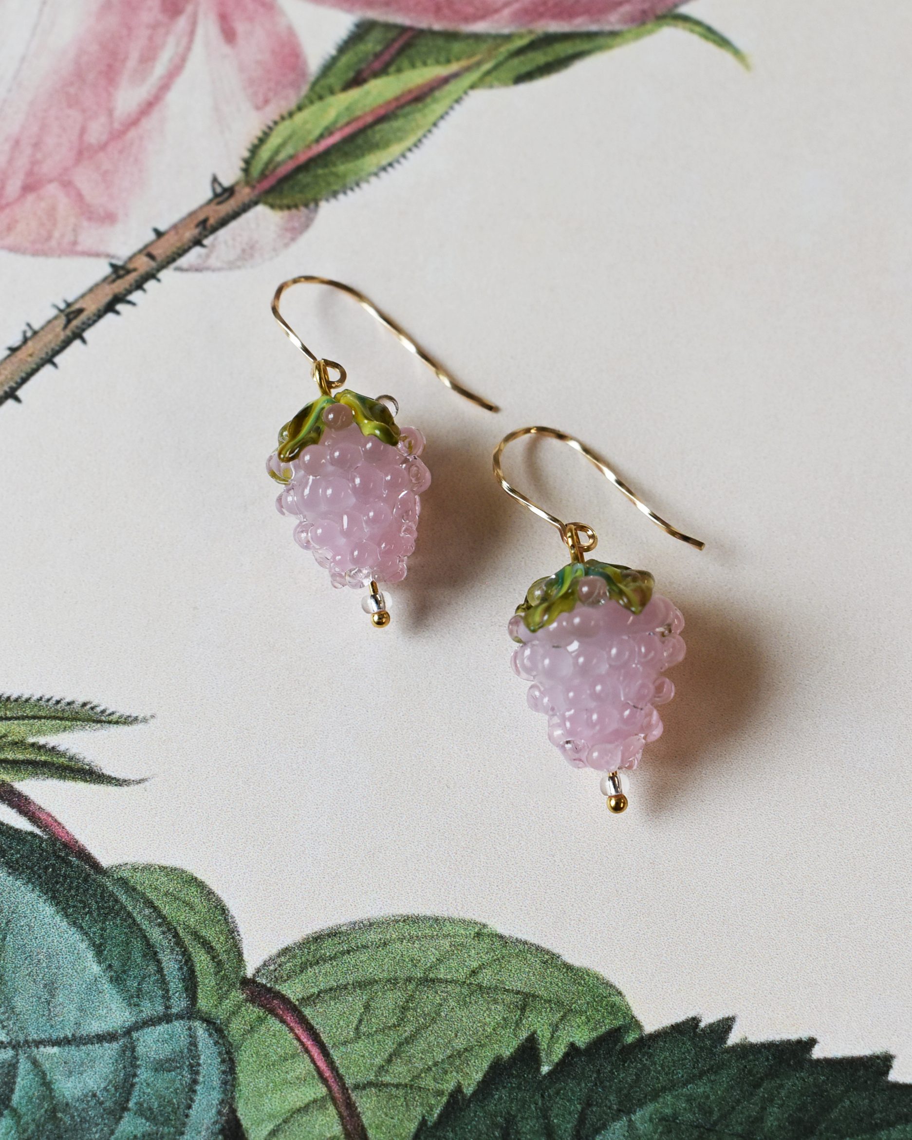 'Pink Raspberries' Elegant Drop Earrings