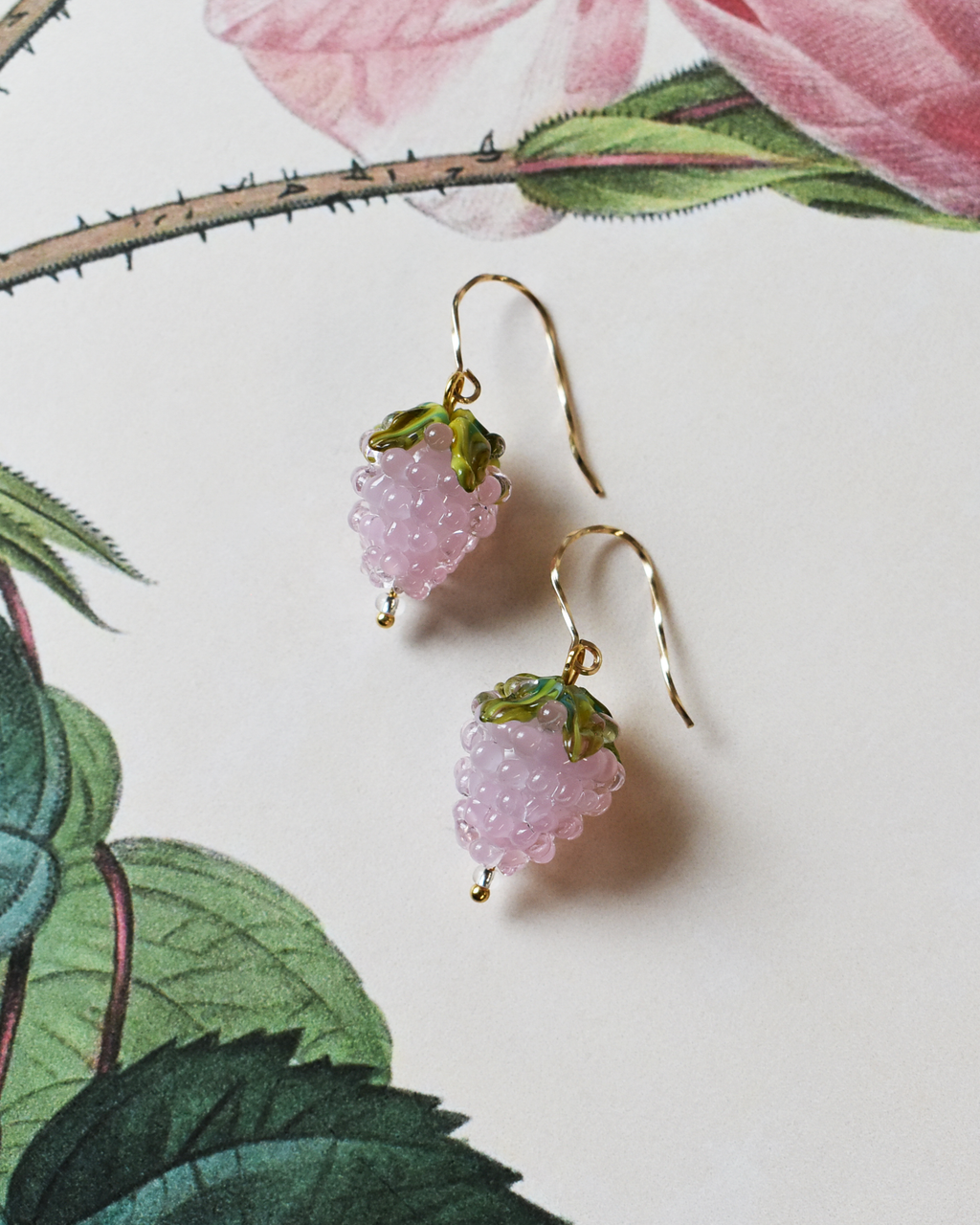 'Pink Raspberries' Elegant Drop Earrings