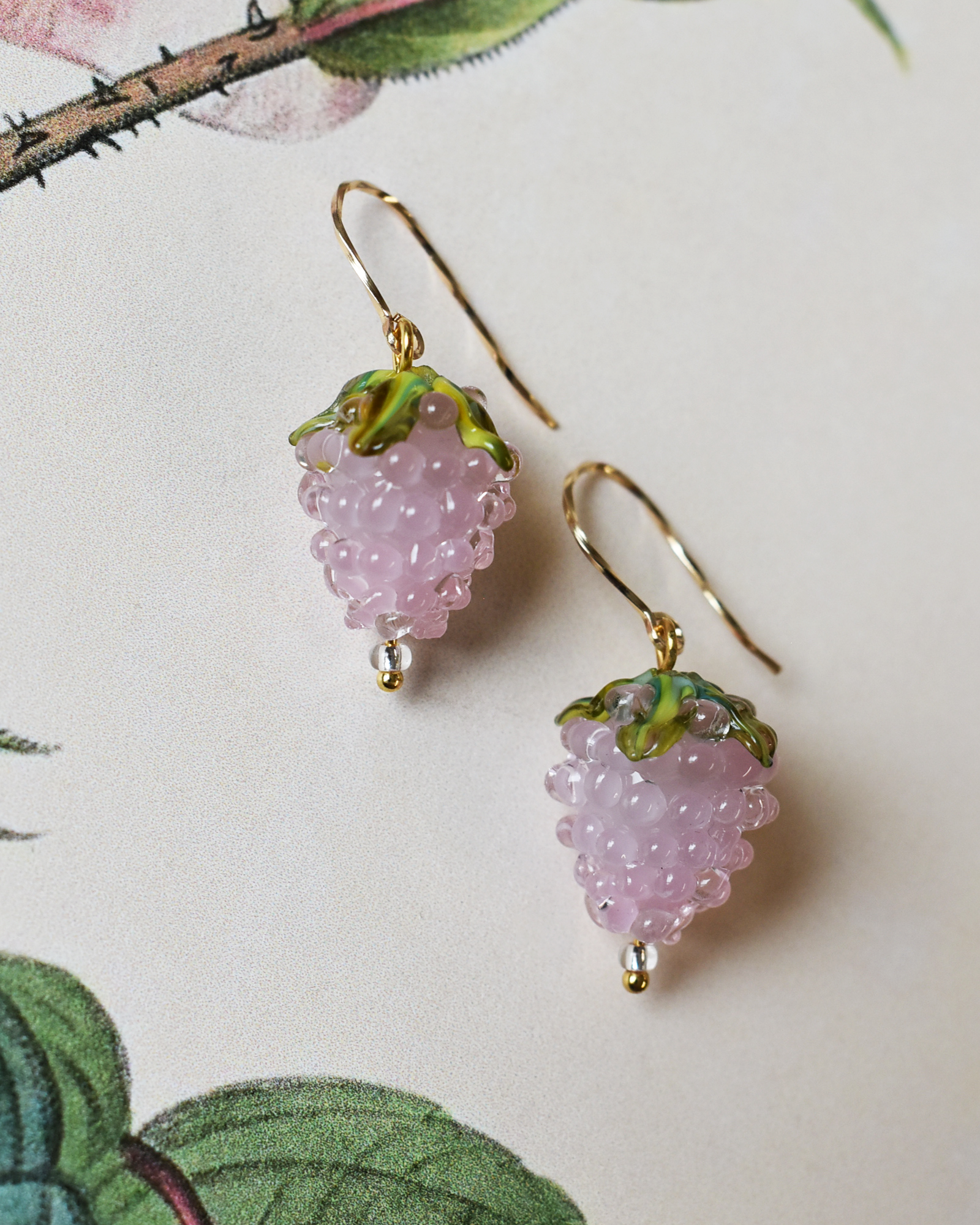 'Pink Raspberries' Elegant Drop Earrings