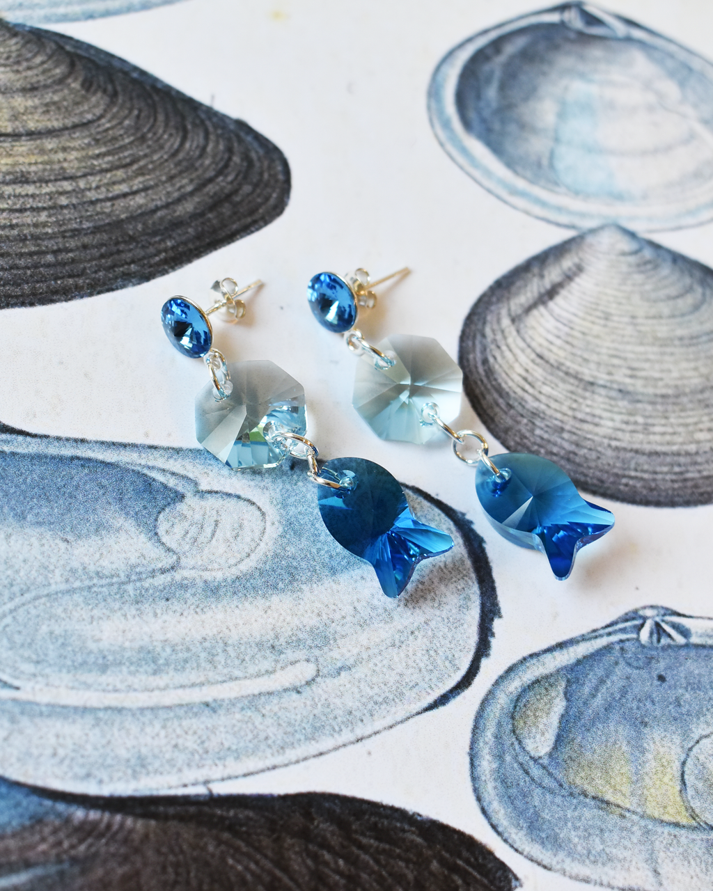 'Of the Sea' Crystal Fish Stud Earrings