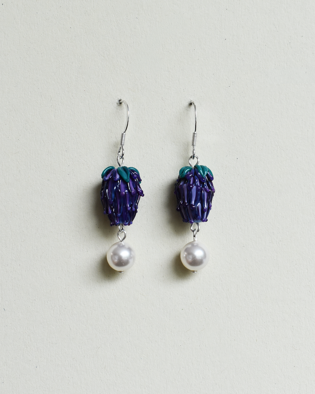 'Garden Lavender' Pearl Drop Earrings