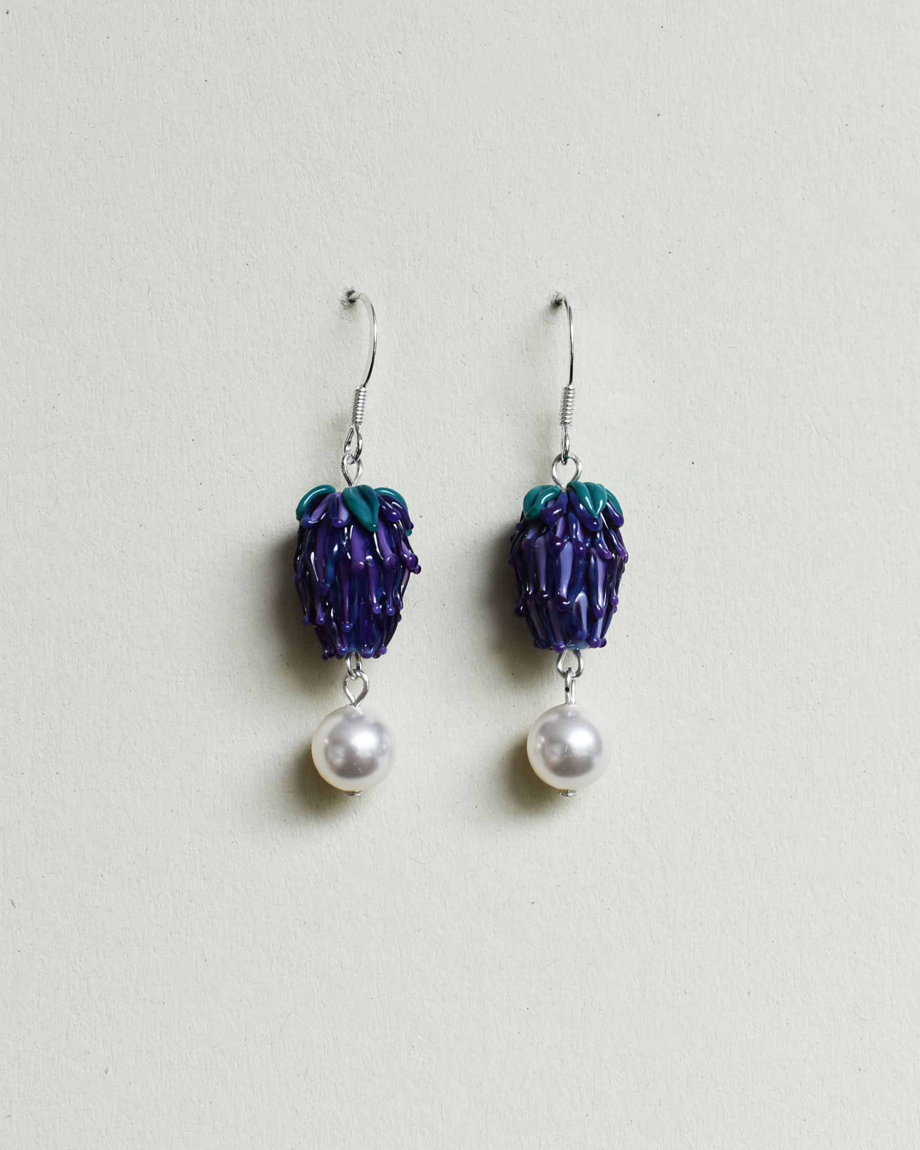 'Garden Lavender' Pearl Drop Earrings
