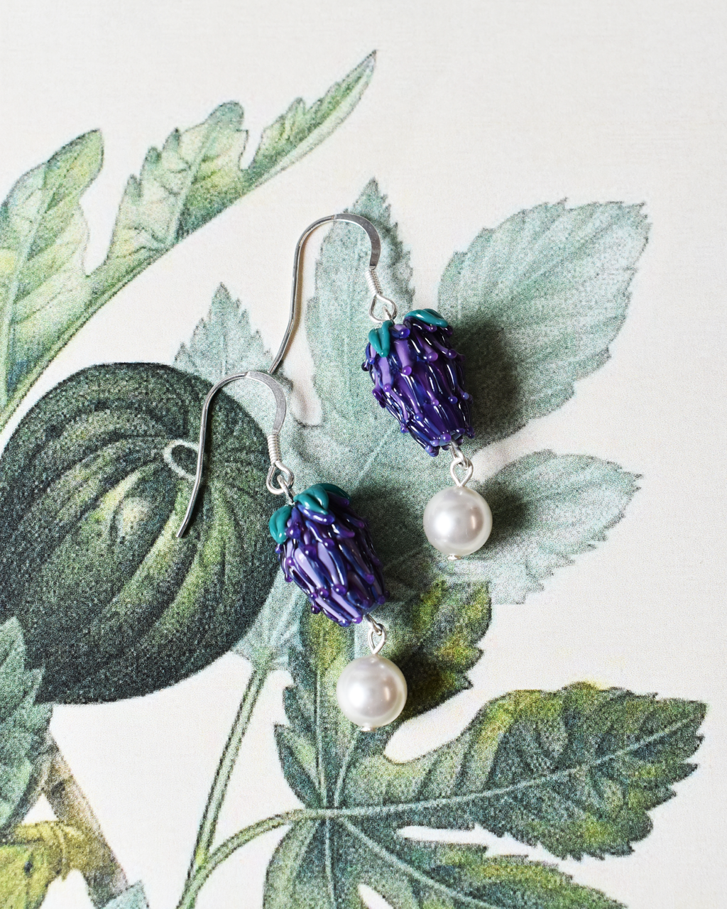 'Garden Lavender' Pearl Drop Earrings