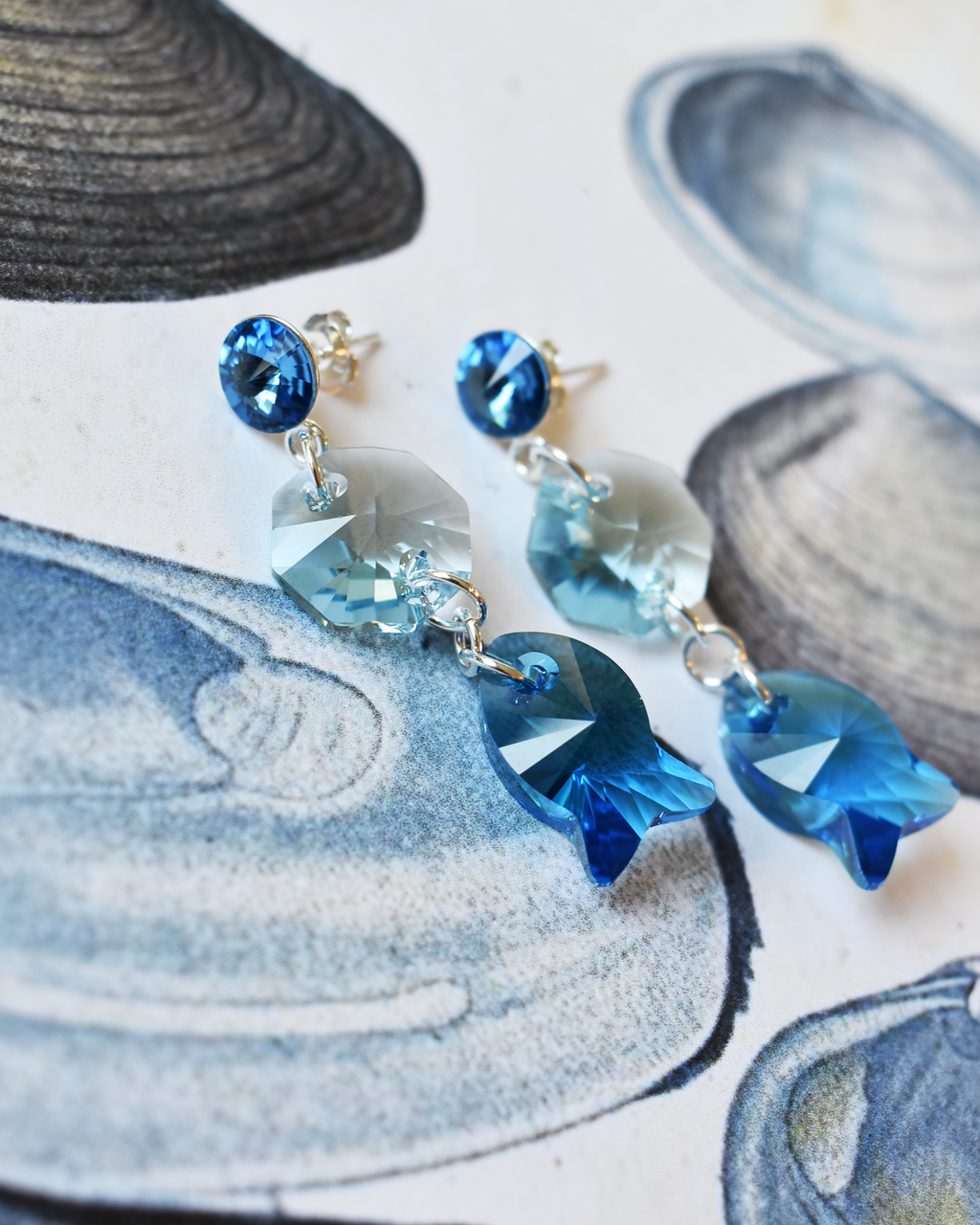 'Of the Sea' Crystal Fish Stud Earrings