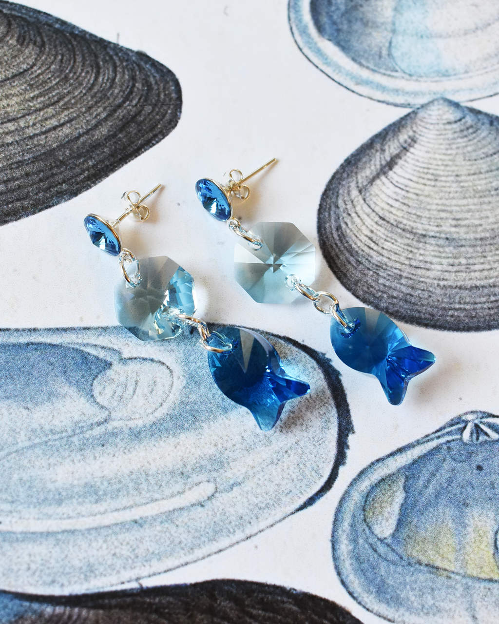 'Of the Sea' Crystal Fish Stud Earrings