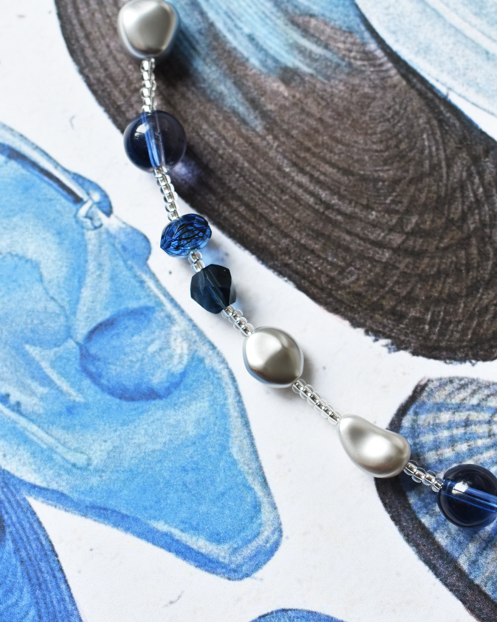 Silver & Midnight Blue Crystal Bead Necklace