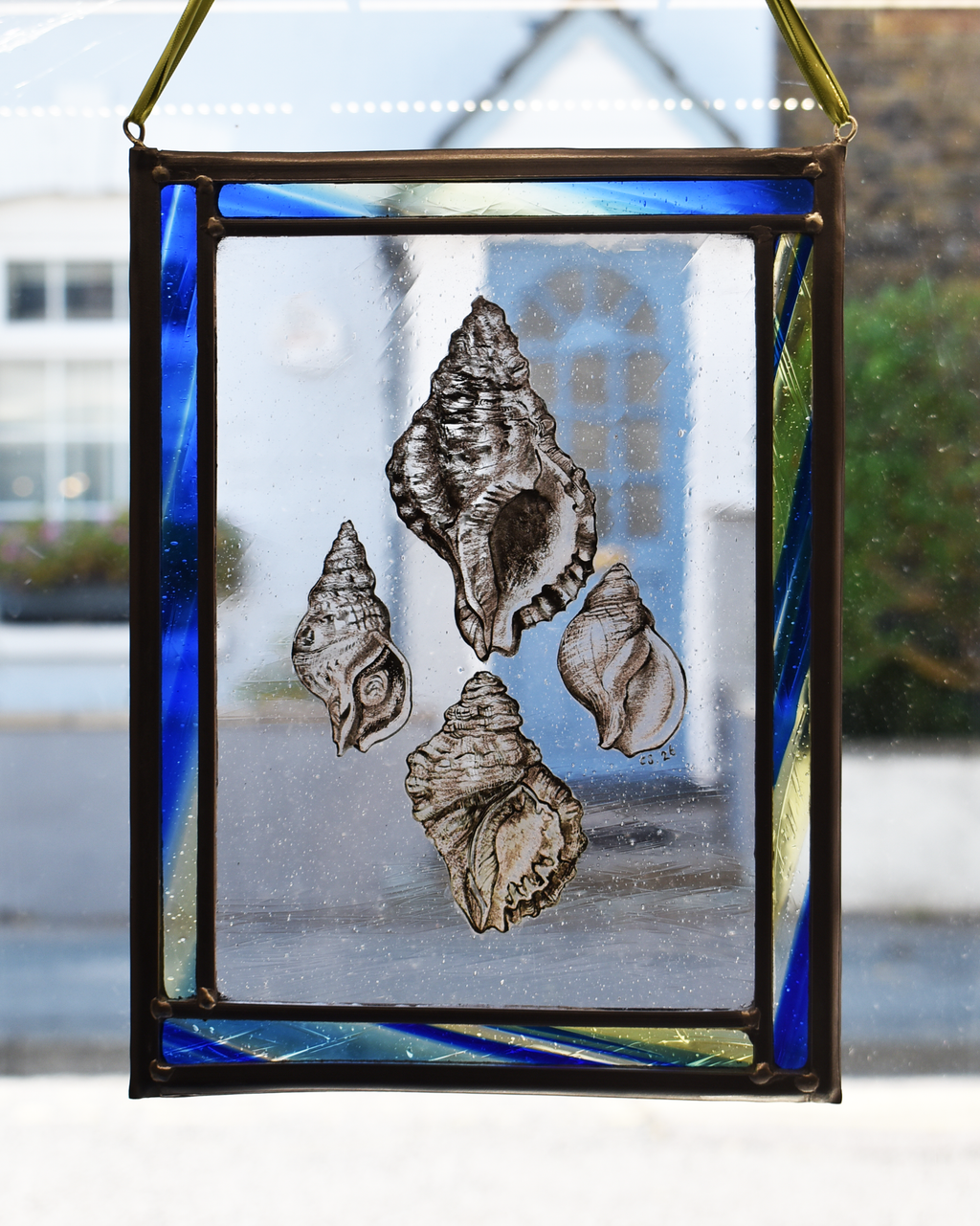 'Four Seashells' - Stained Glass Hanging Panel