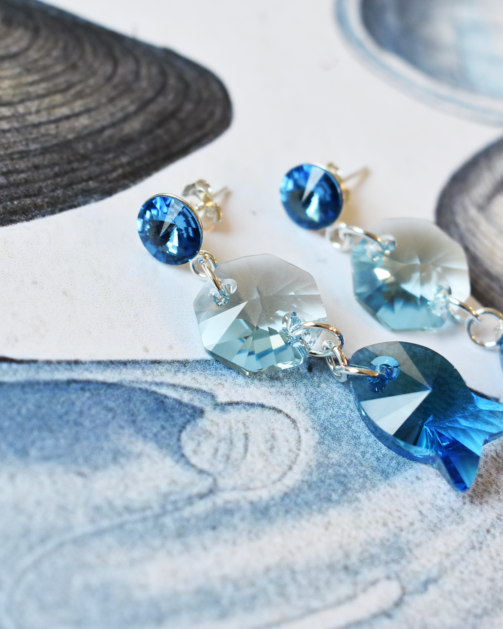 'Of the Sea' Crystal Fish Stud Earrings