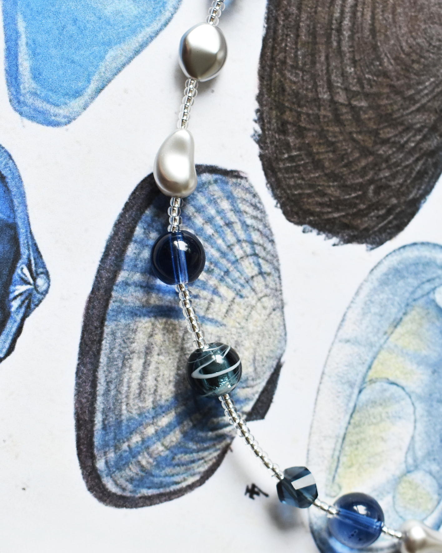 Silver & Midnight Blue Crystal Bead Necklace