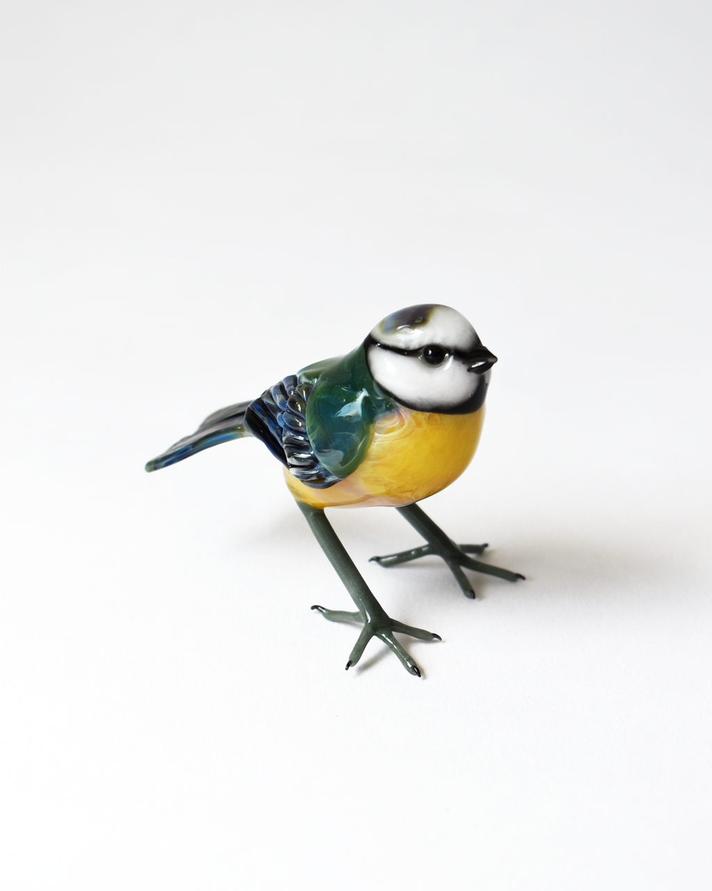'Little Garden Blue Tit' Glass Sculpture