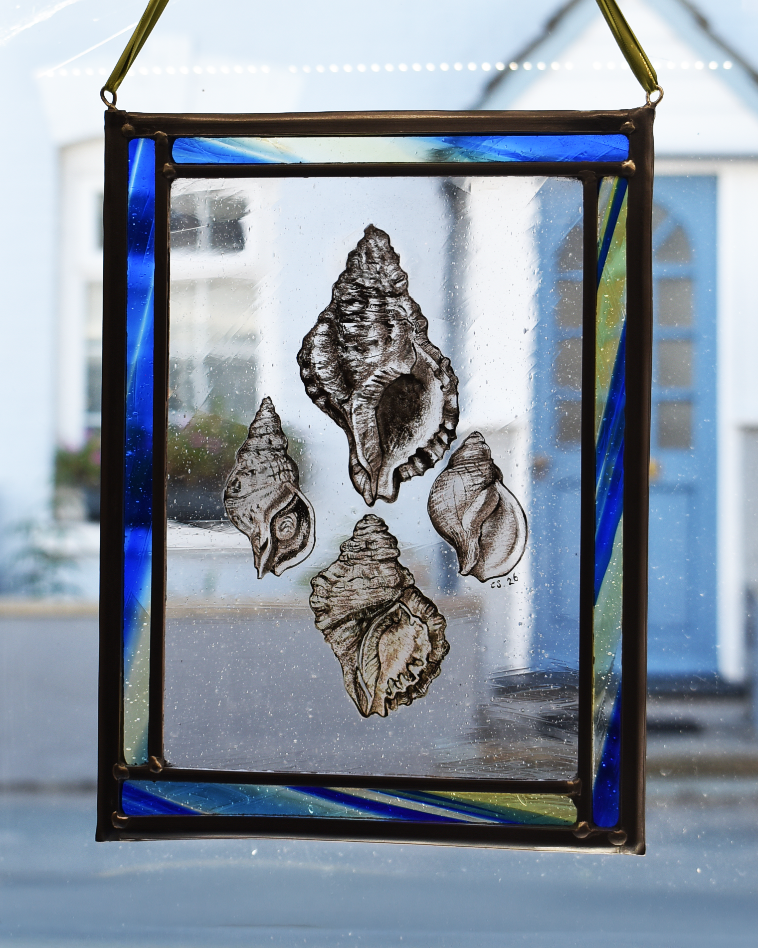 'Four Seashells' - Stained Glass Hanging Panel