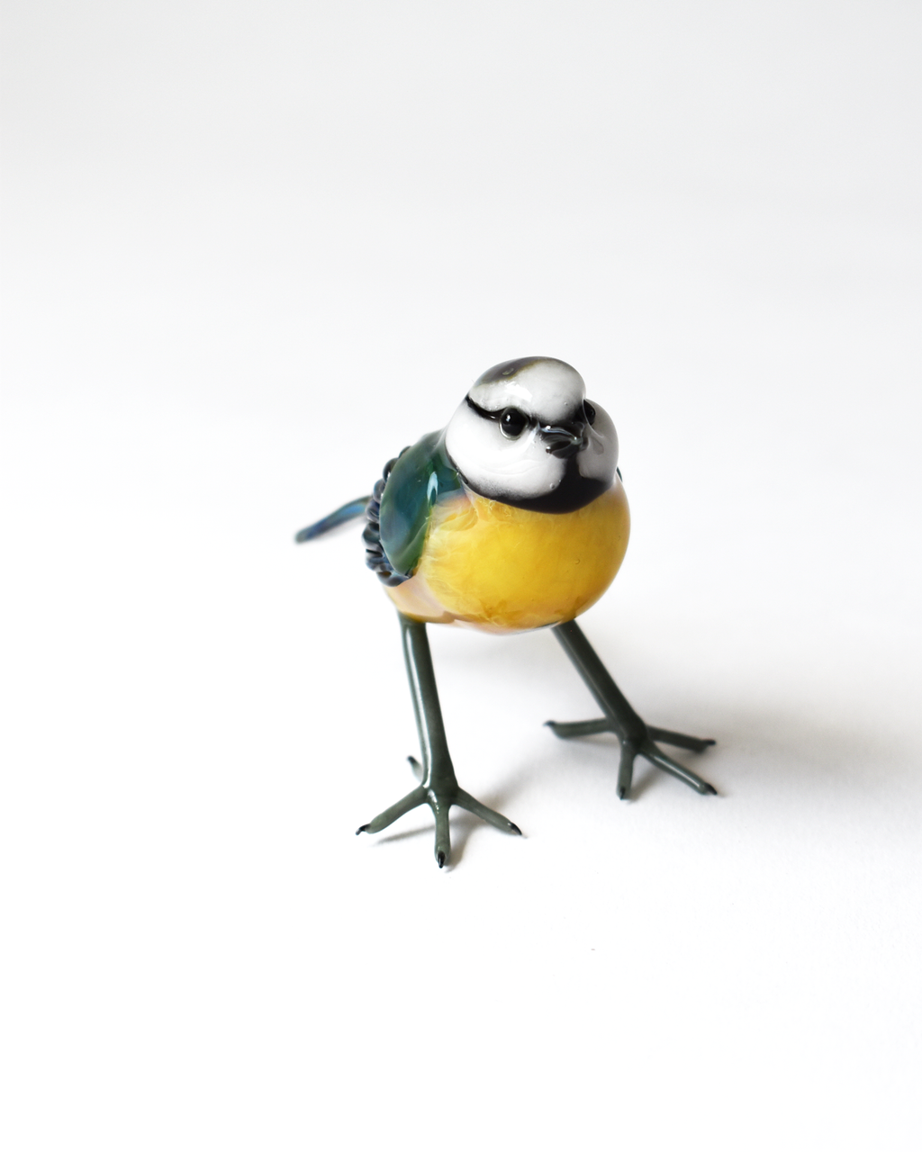 'Little Garden Blue Tit' Glass Sculpture