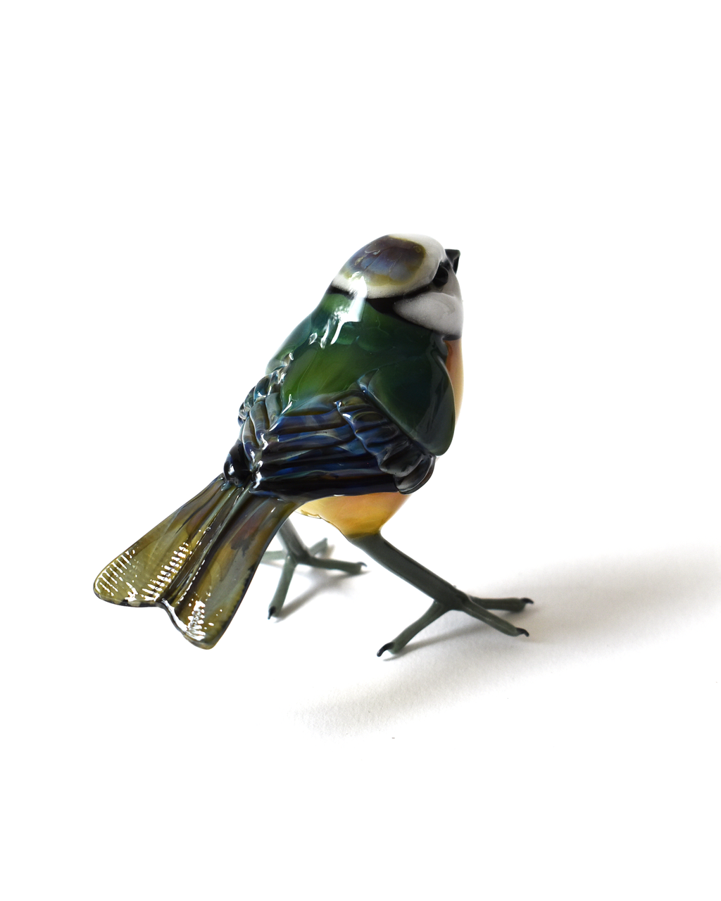 'Little Garden Blue Tit' Glass Sculpture
