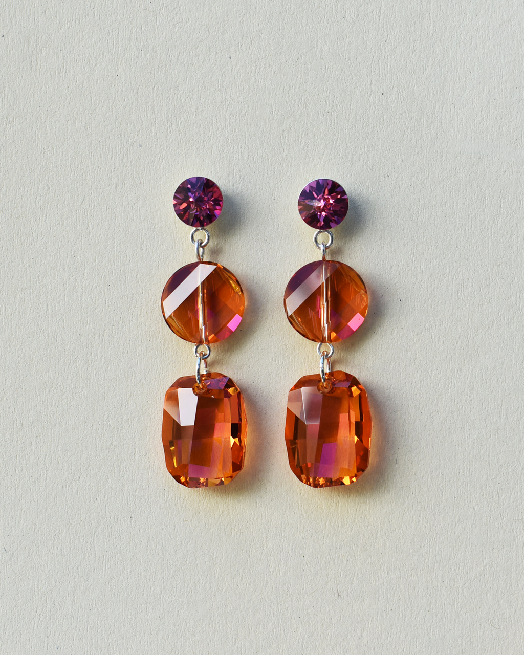 'Glowing Sunset' Crystal Stud Earrings