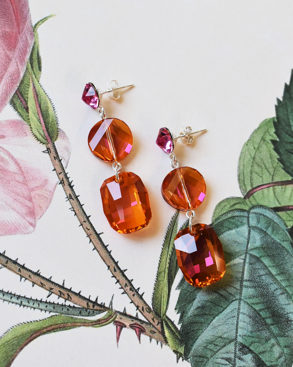 'Glowing Sunset' Crystal Stud Earrings