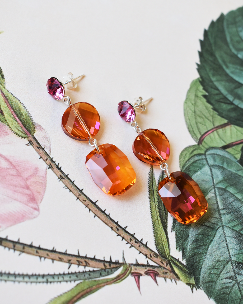 'Glowing Sunset' Crystal Stud Earrings