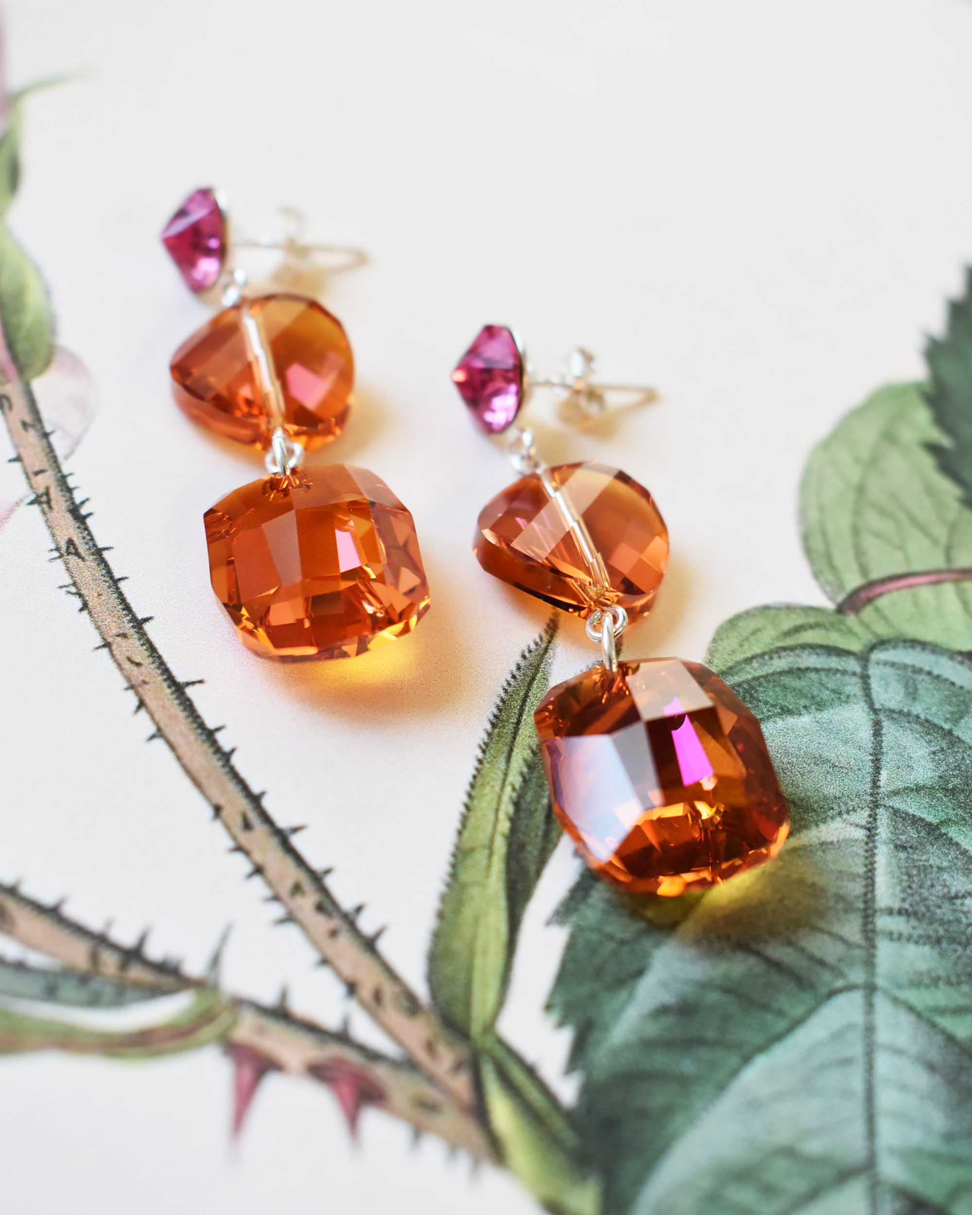 'Glowing Sunset' Crystal Stud Earrings