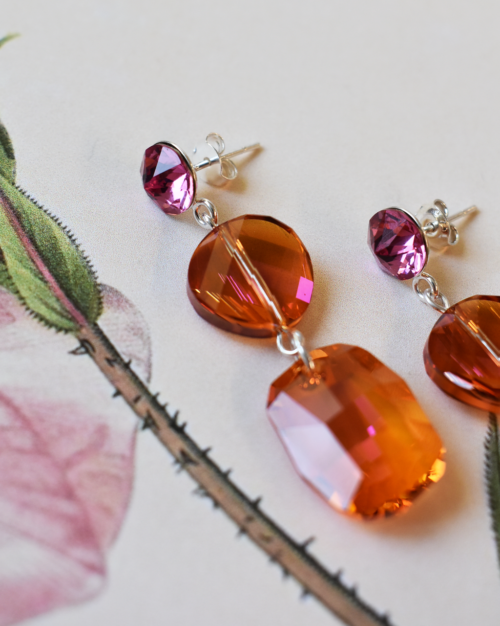 'Glowing Sunset' Crystal Stud Earrings