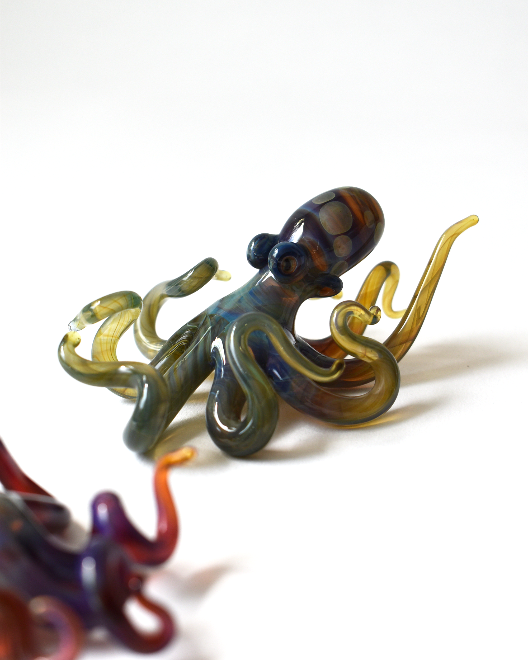 'Curious Little Green Octopus' Glass Sculpture