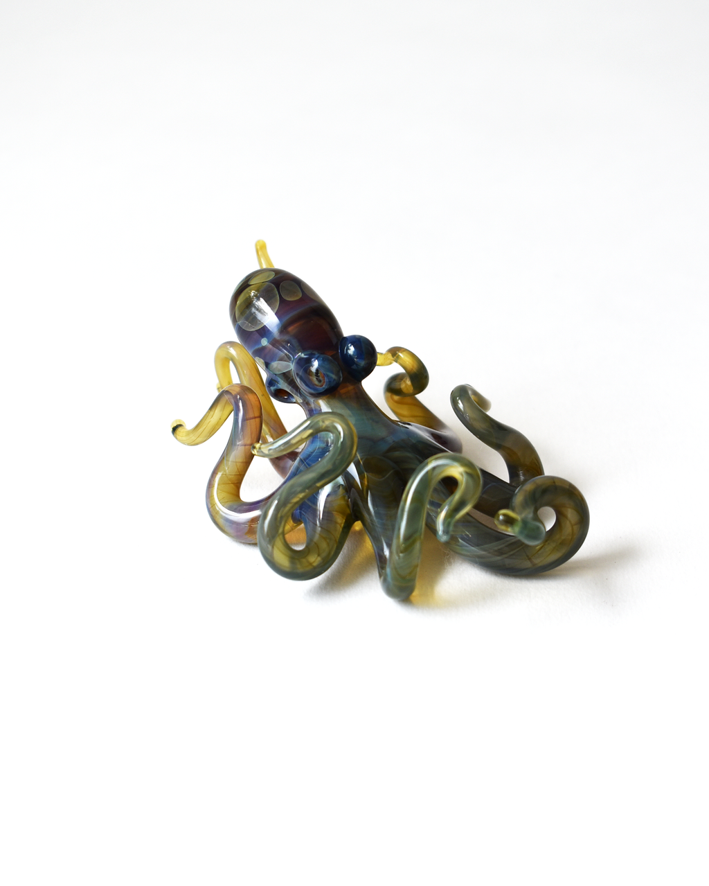 'Curious Little Green Octopus' Glass Sculpture