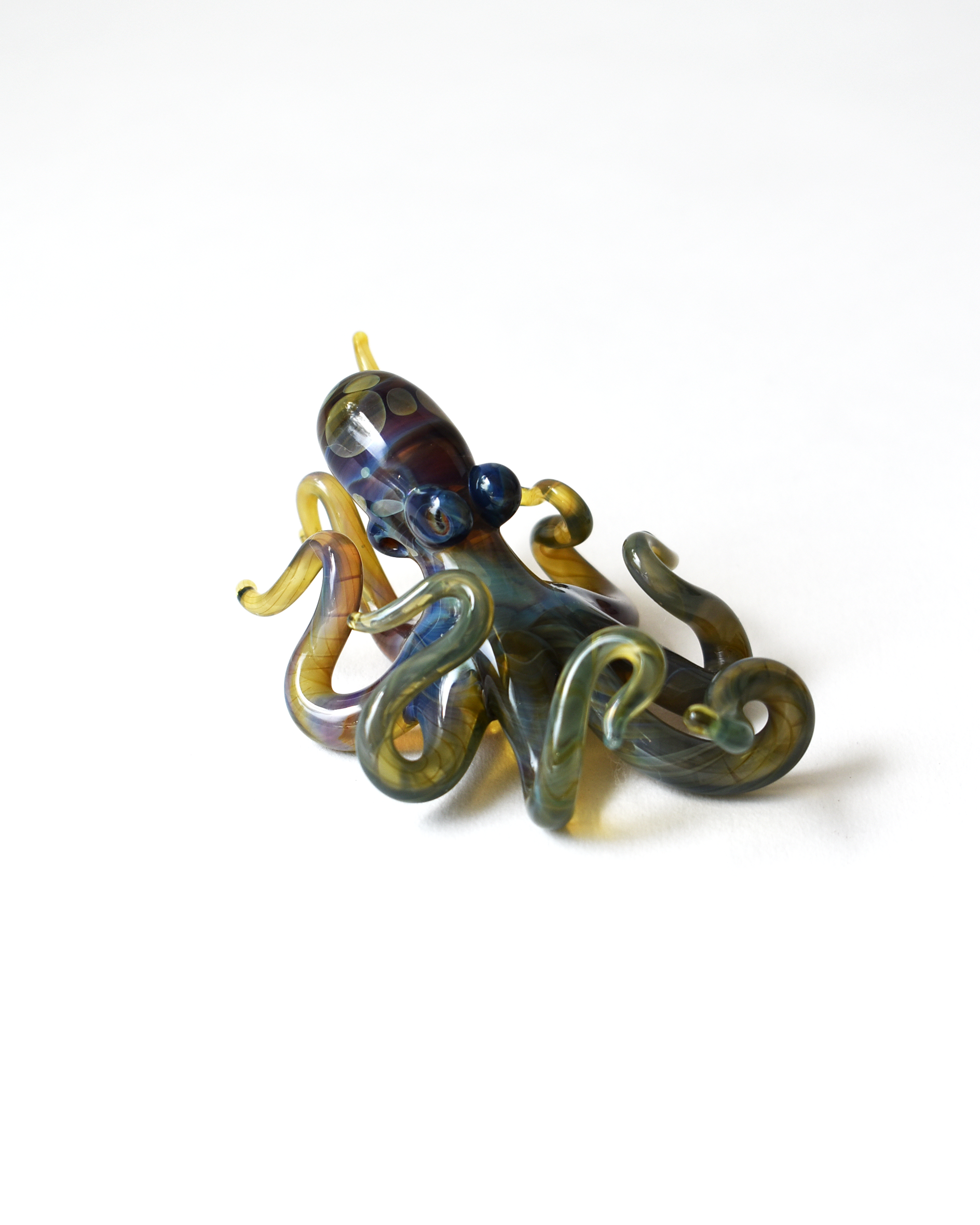 'Curious Little Green Octopus' Glass Sculpture