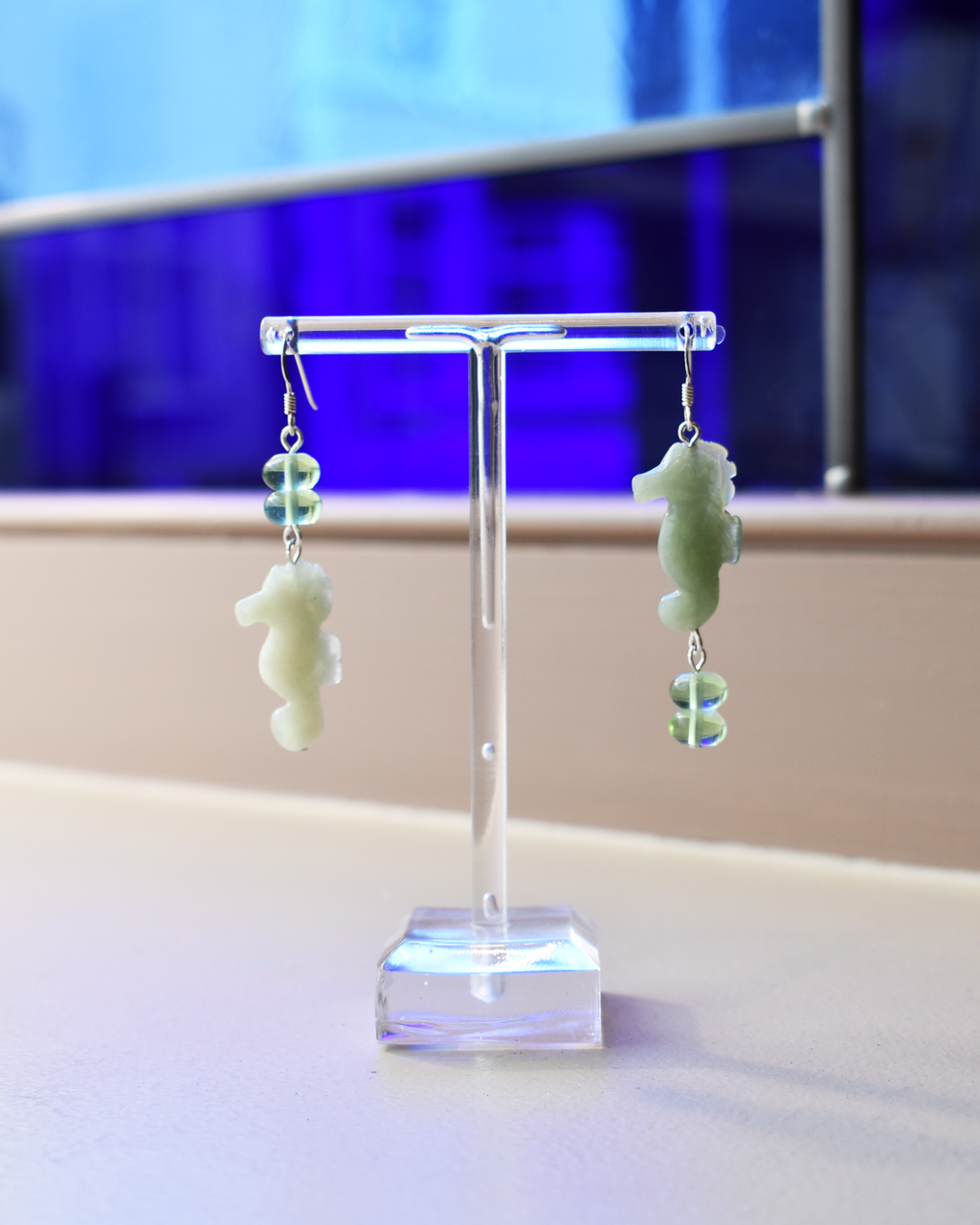 New Jade Seahorse Drop Earrings