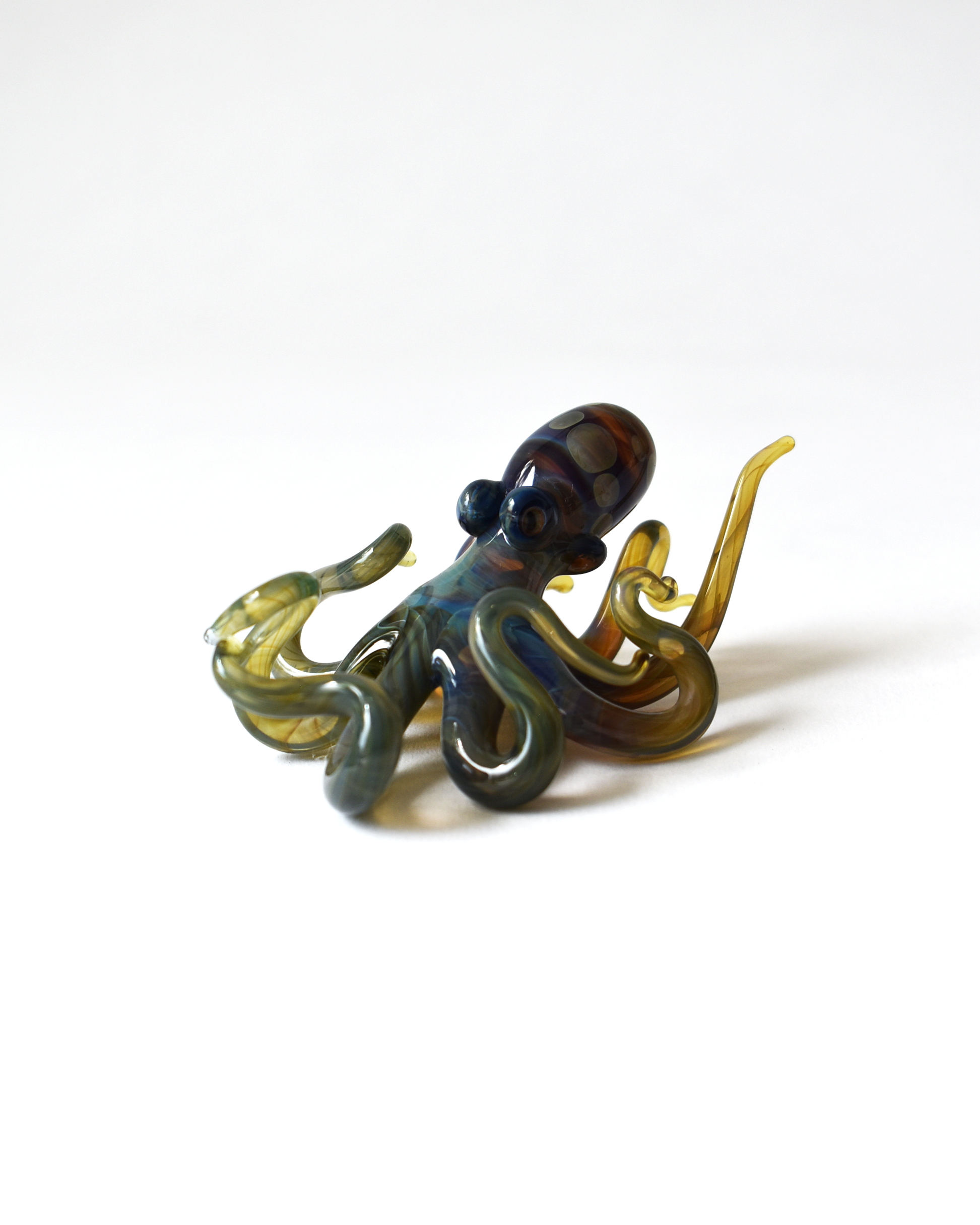 'Curious Little Green Octopus' Glass Sculpture