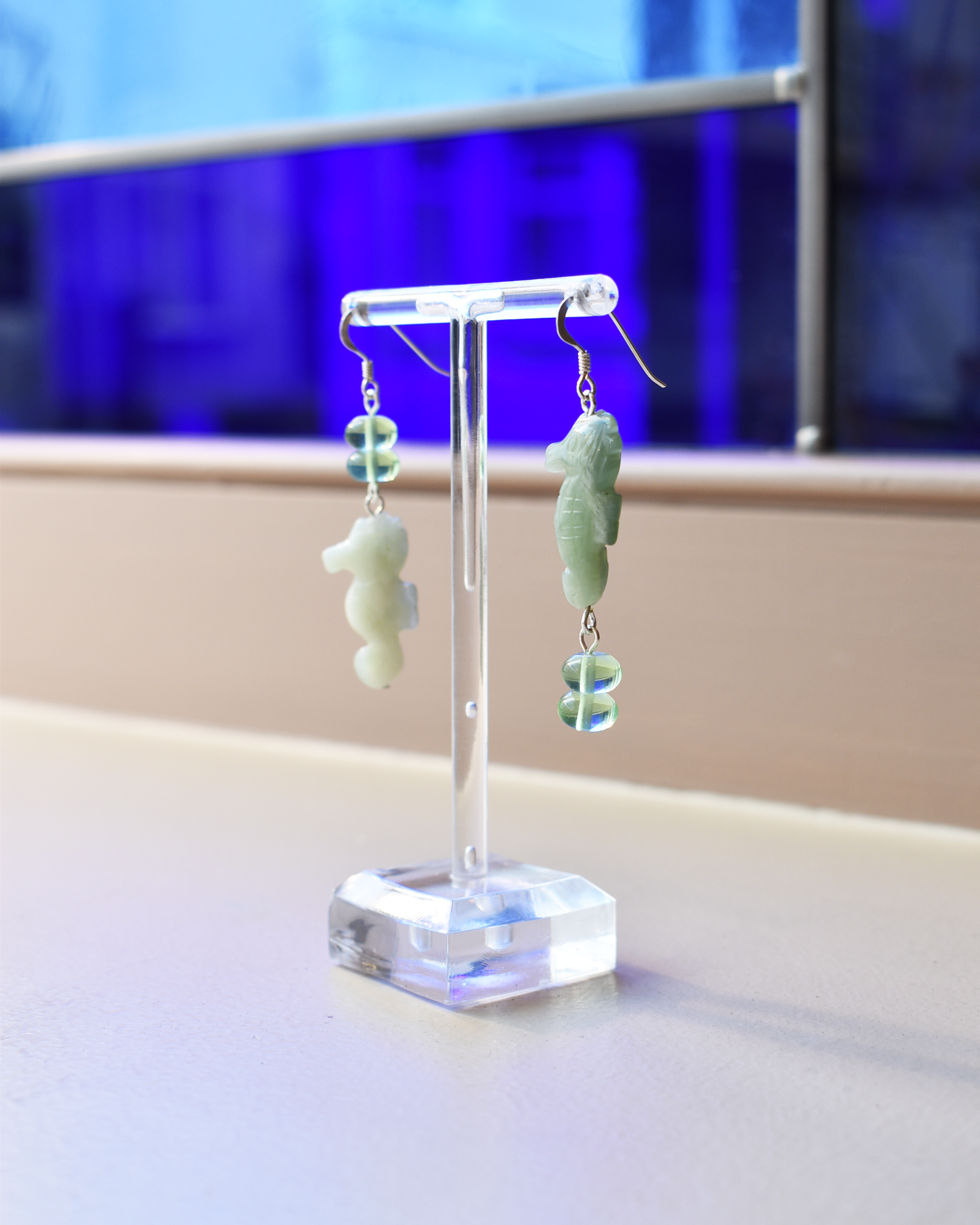 New Jade Seahorse Drop Earrings