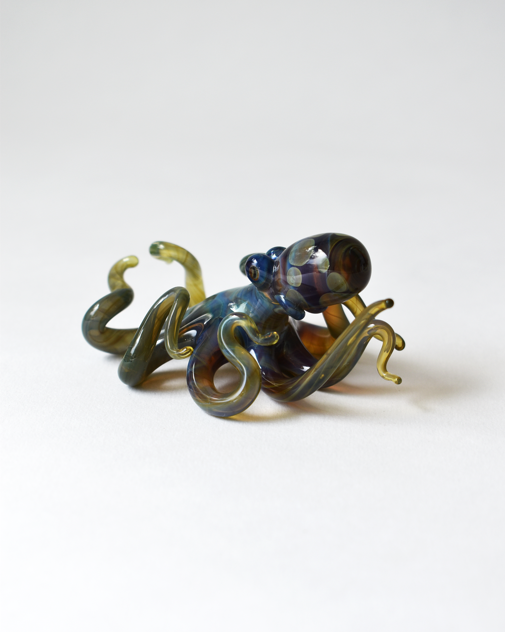 'Curious Little Green Octopus' Glass Sculpture
